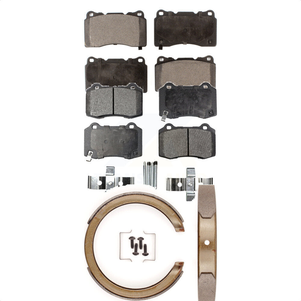 Front Rear Ceramic Brake Pads And Parking Shoes Kit For Cadillac STS KTN-100697