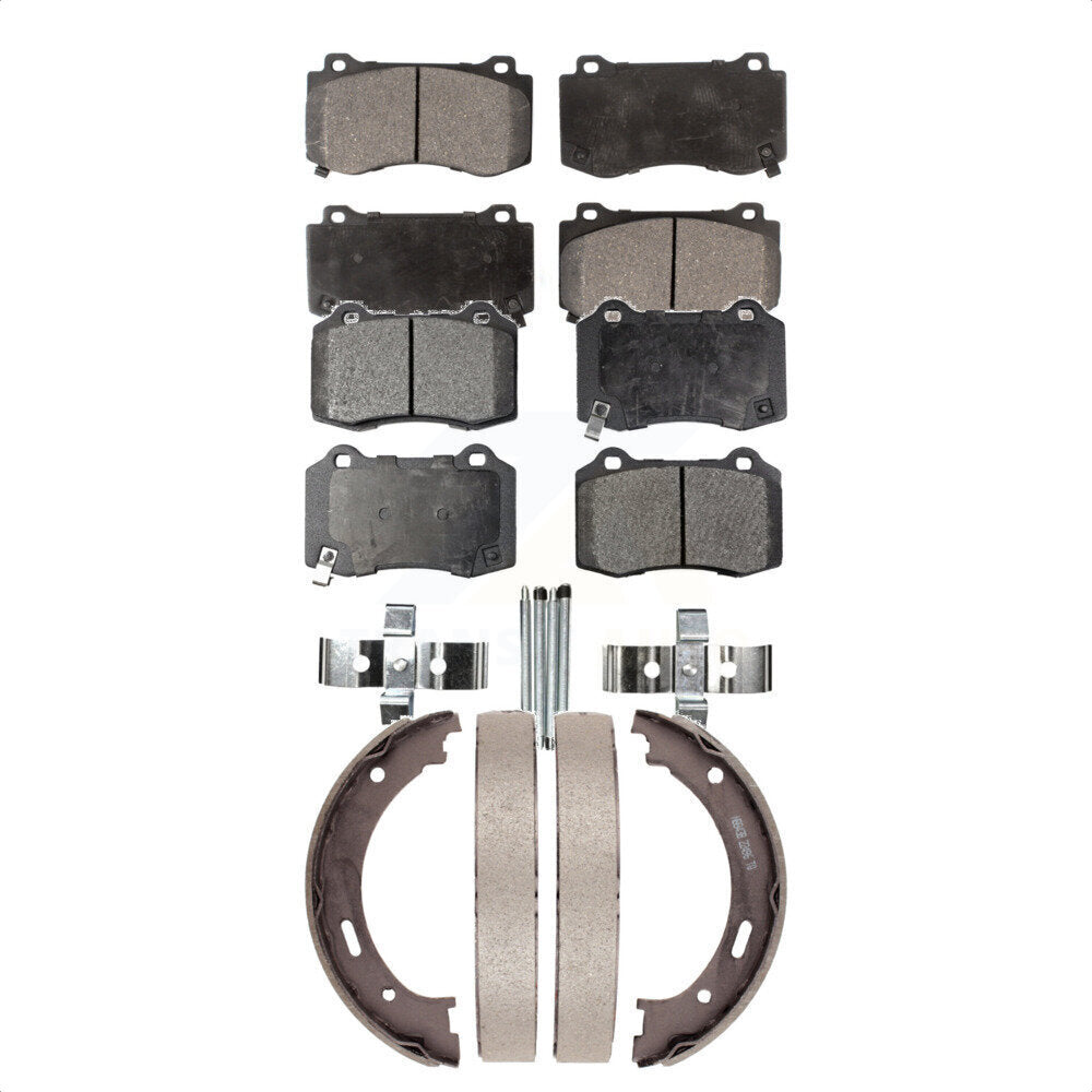 Front Rear Ceramic Brake Pads And Parking Shoes Kit For Jeep Grand Cherokee SRT8