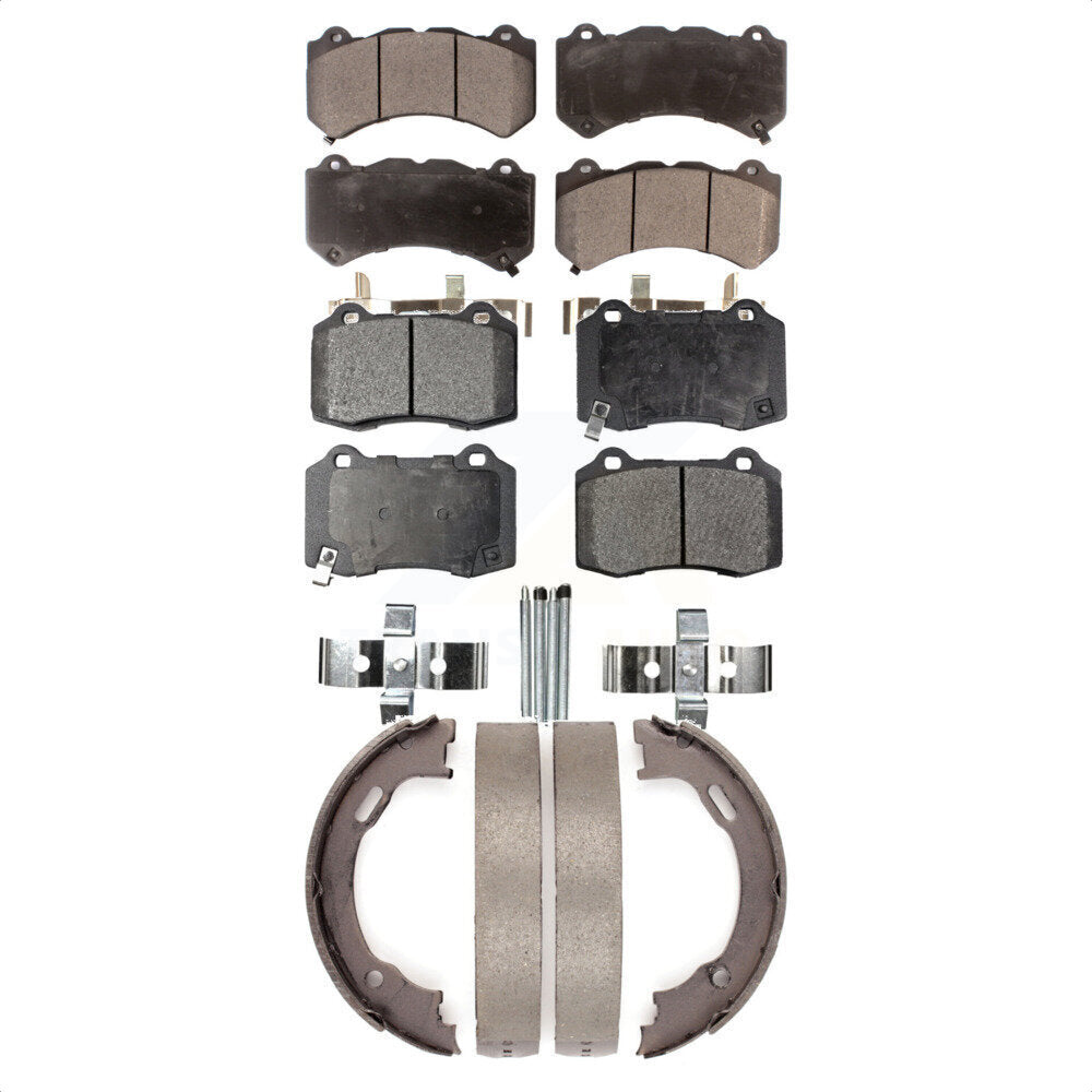 Front Rear Ceramic Brake Pads And Parking Shoes Kit For Dodge Charger Challenger
