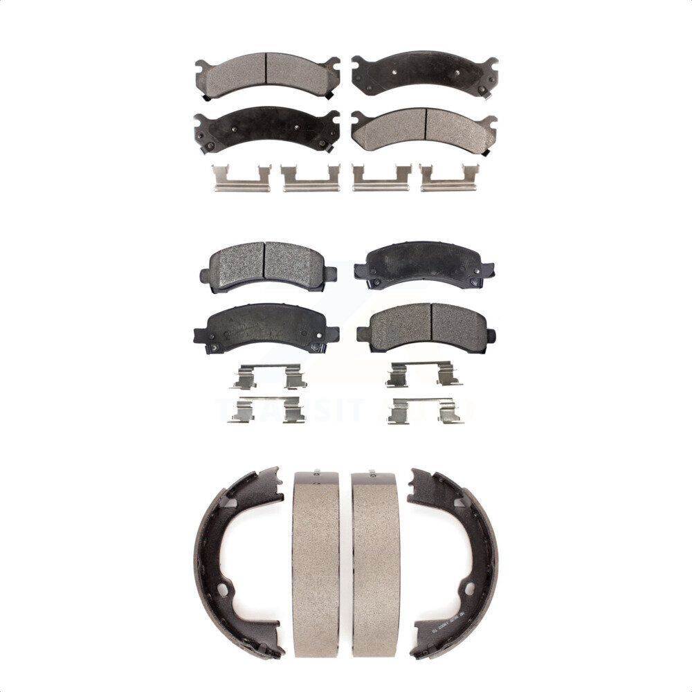 Front Rear Ceramic Brake Pads And Parking Shoe Kit For Chevrolet GMC Savana 2500