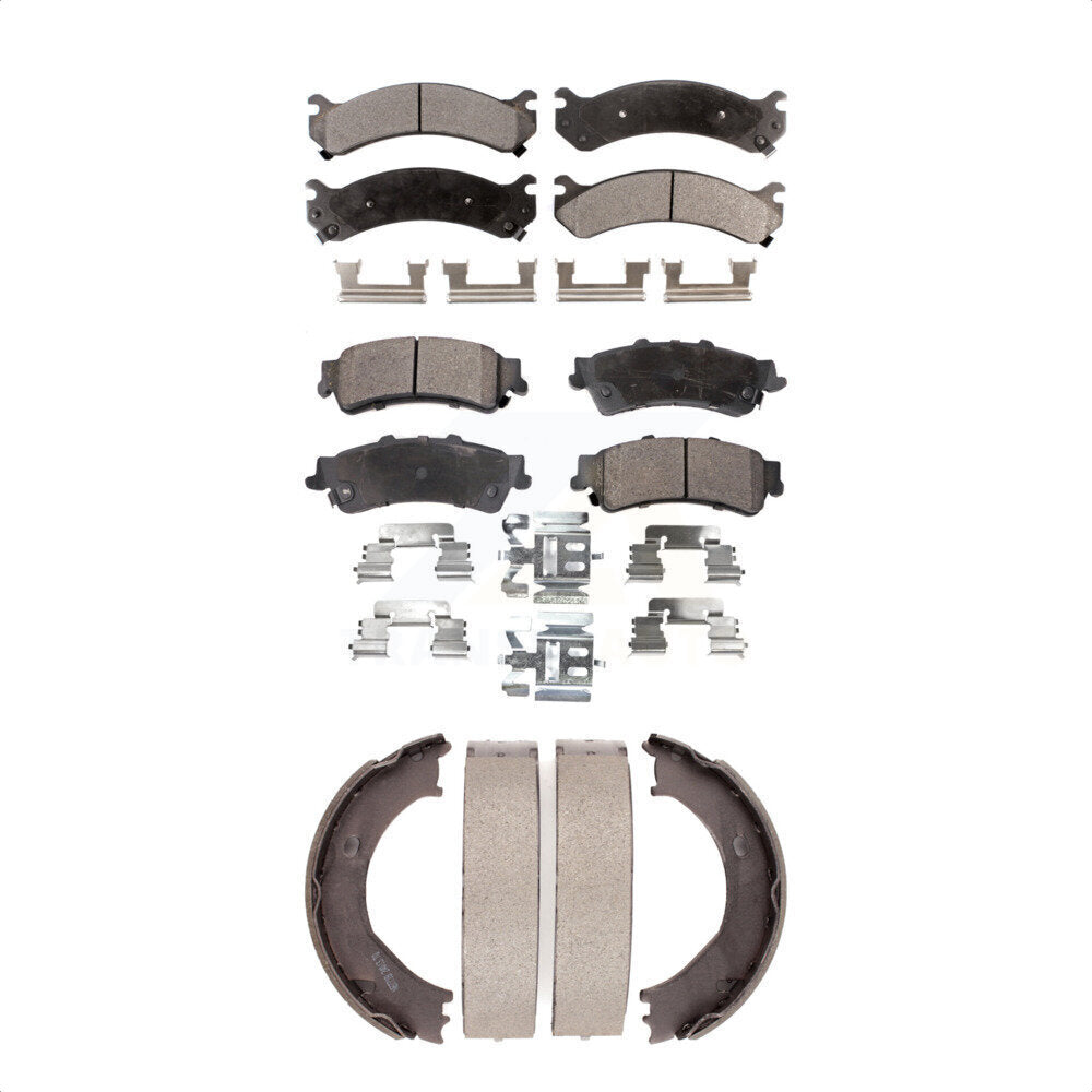 Front Rear Ceramic Brake Pads And Parking Shoes Kit For 2001 GMC Sierra 3500