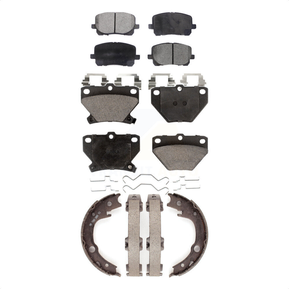 Front Rear Ceramic Brake Pads Parking Shoe Kit For Toyota Matrix Corolla Pontiac