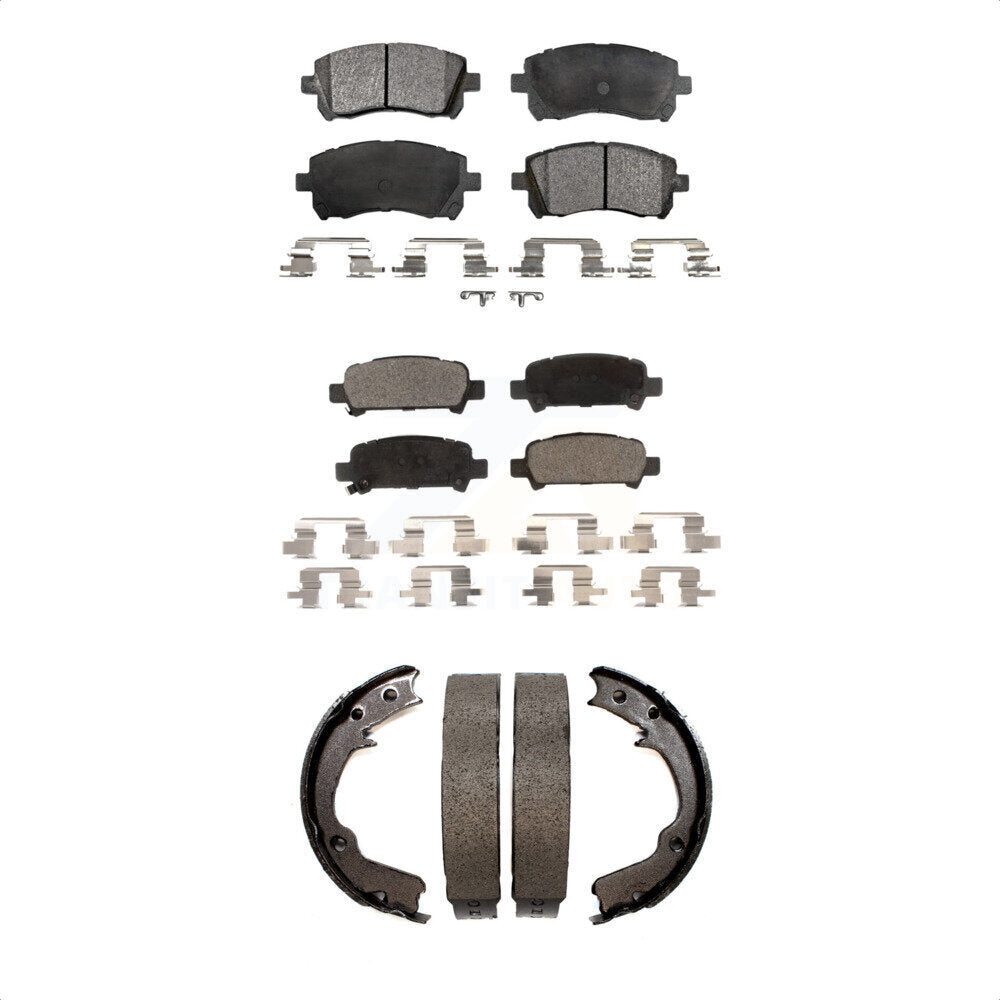 Front Rear Ceramic Brake Pads And Parking Shoes Kit For Subaru Impreza Forester