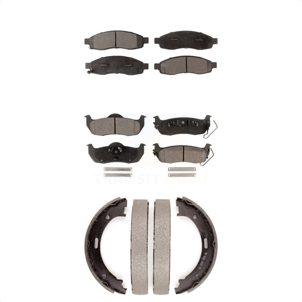 Front Rear Ceramic Brake Pads Parking Shoes Kit For Nissan TITAN Armada INFINITI