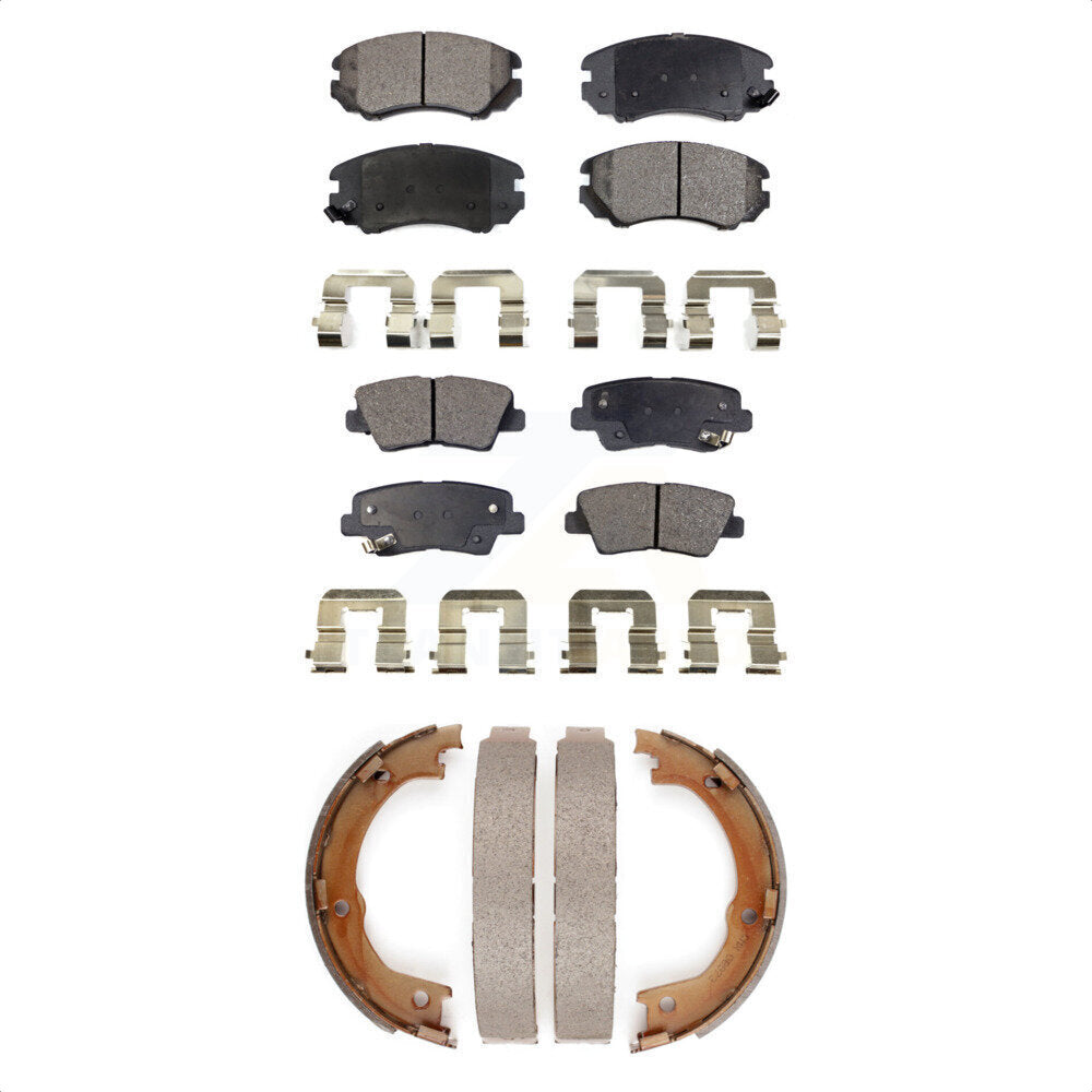 Front Rear Ceramic Brake Pads And Parking Shoes Kit For Kia Amanti Hyundai Azera