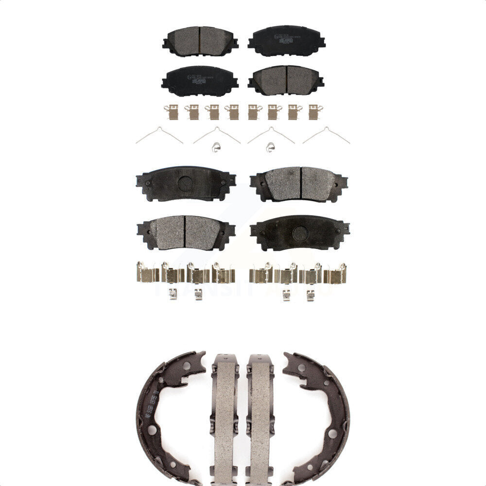 Front Rear Ceramic Brake Pads And Parking Shoes Kit For Toyota RAV4 Camry