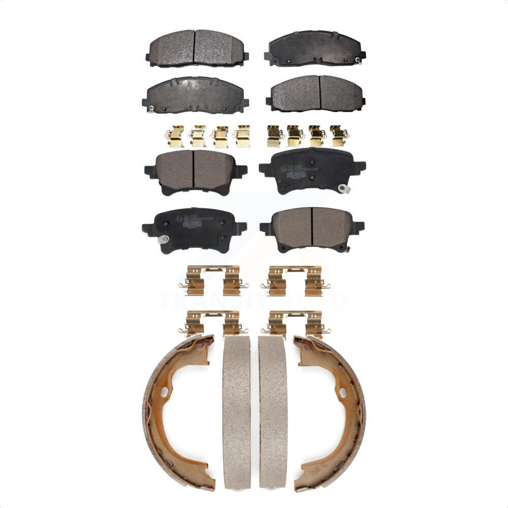 Front Rear Ceramic Brake Pads And Parking Shoes Kit For Jeep Wrangler Gladiator