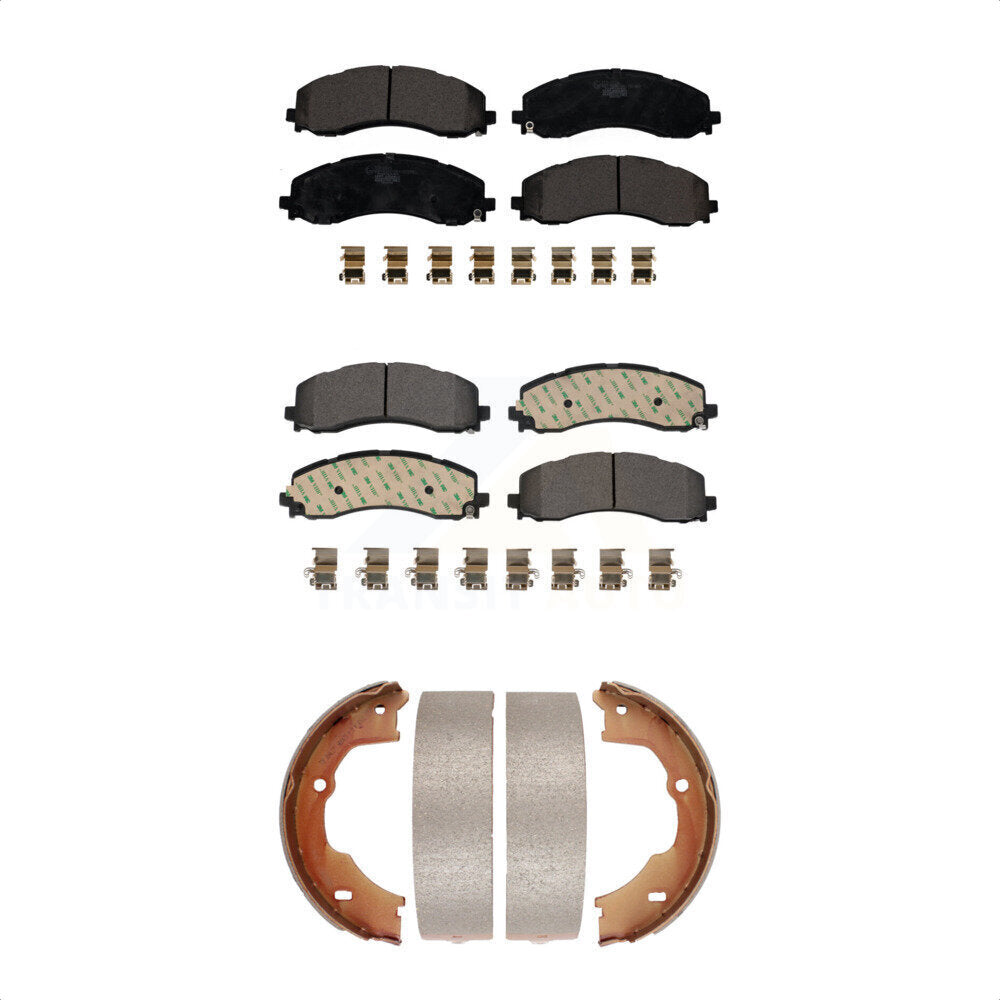 Front Rear Ceramic Brake Pads And Parking Shoes Kit For Ram 3500 KTN-100895