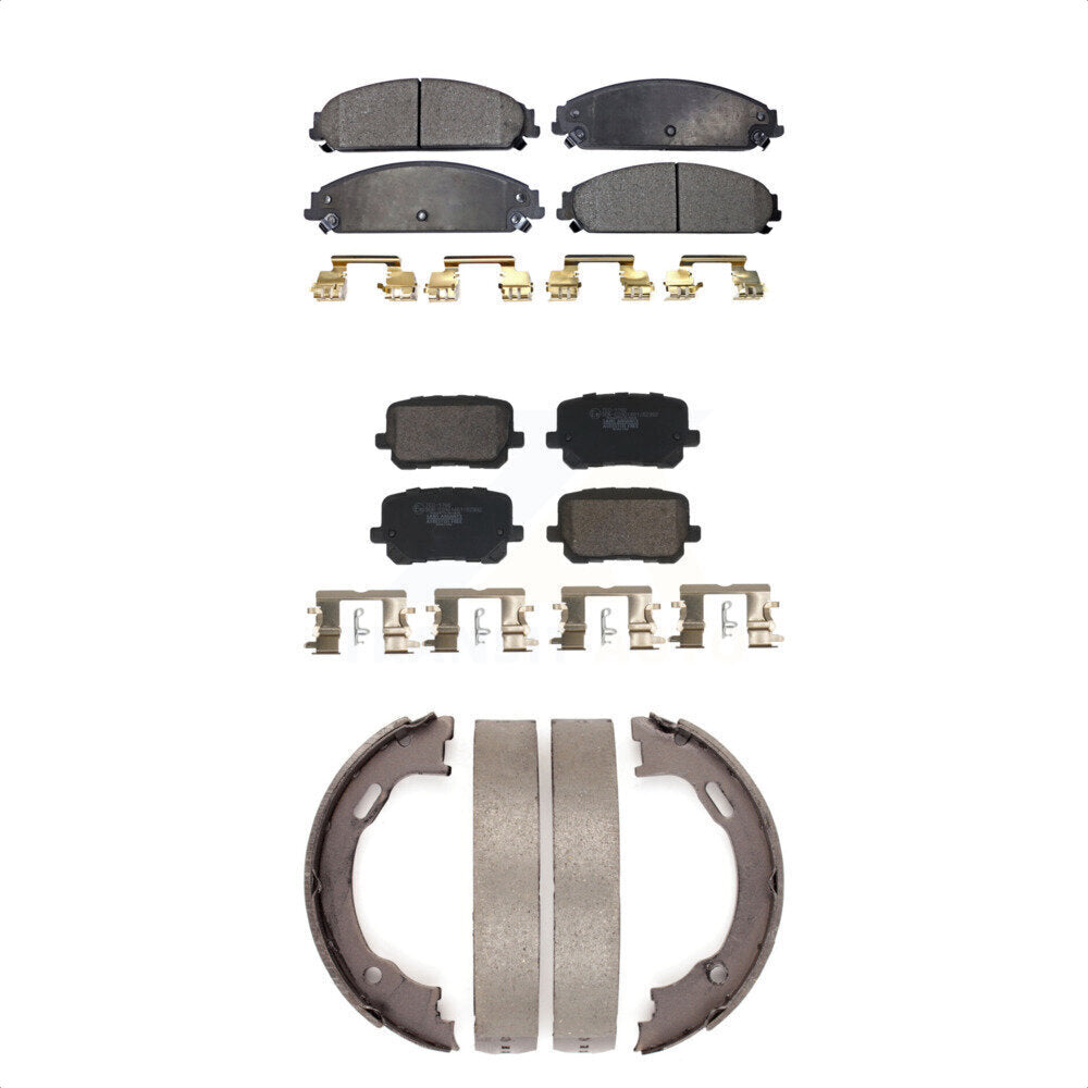 Front Rear Ceramic Brake Pads & Parking Shoe Kit For Dodge Charger RWD with 5.7L