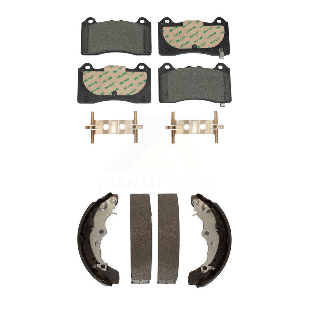 Front Rear Ceramic Brake Pads And Drum Shoes Kit For 2016-2018 Ford Focus RS