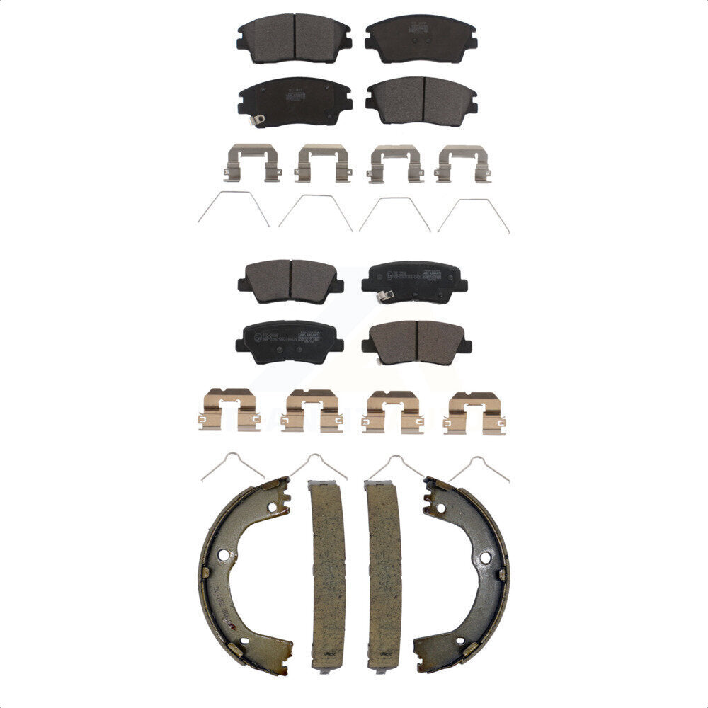 Front Rear Ceramic Brake Pads & Parking Shoe Kit For Kia Sportage Hyundai Tucson