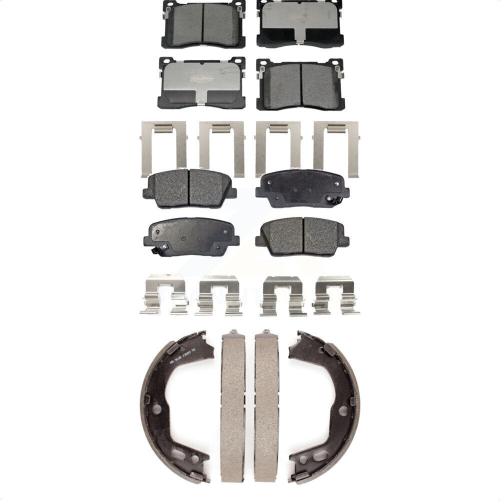 Front Rear Ceramic Brake Pads And Parking Shoes Kit For 2012-2013 Hyundai Equus