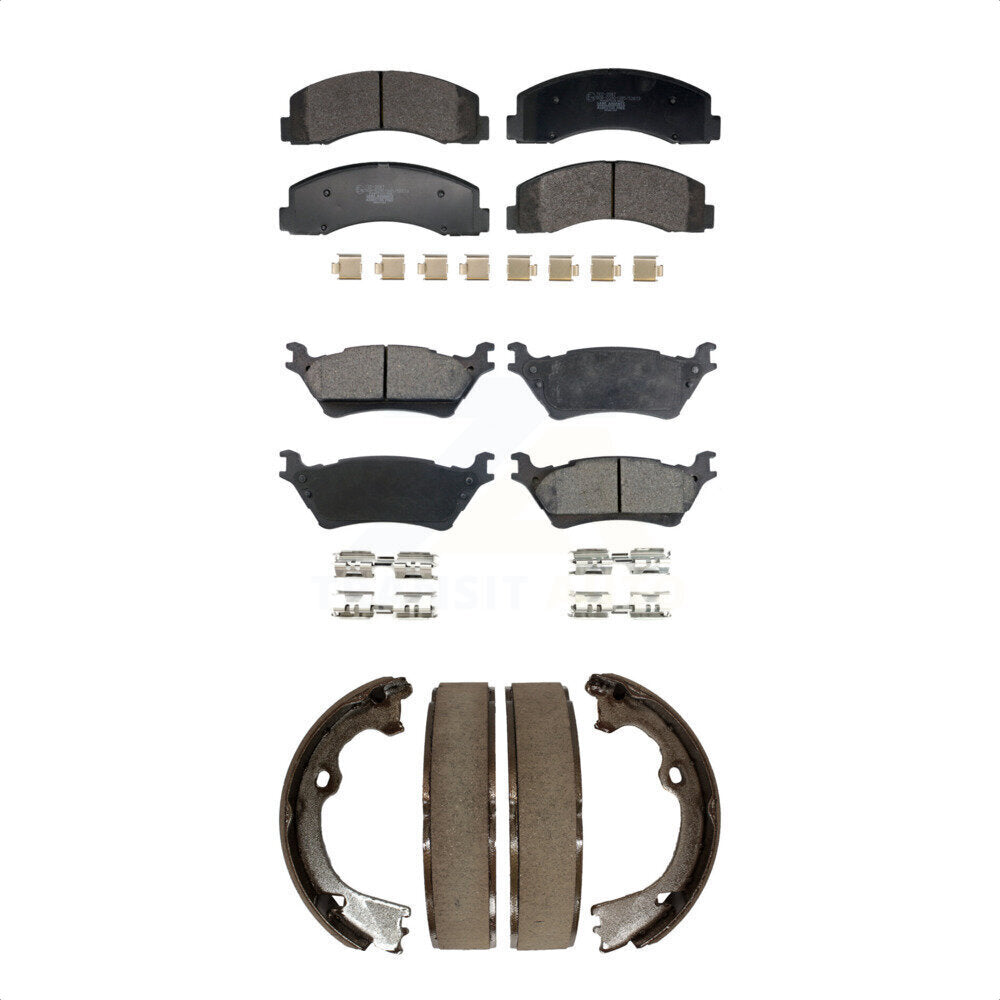 Front Rear Ceramic Brake Pads And Parking Shoes Kit For Ford F-150 KTN-100919