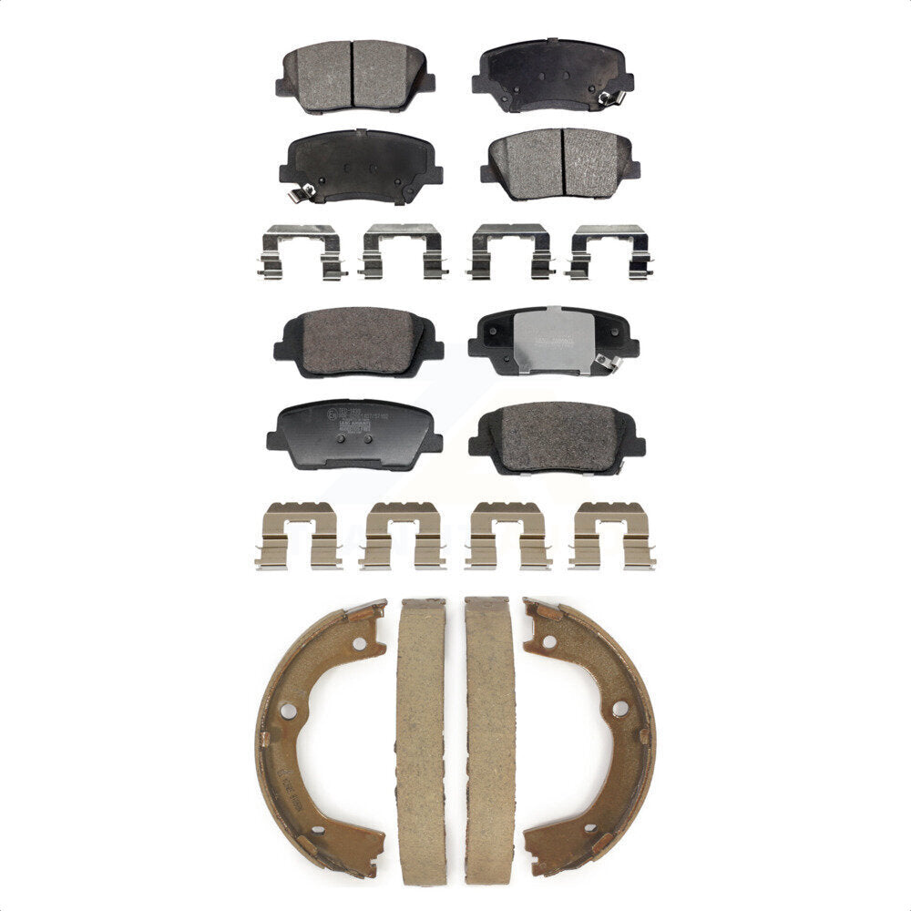 Front Rear Ceramic Brake Pads Parking Shoes Kit For Hyundai Santa Fe Kia Sorento