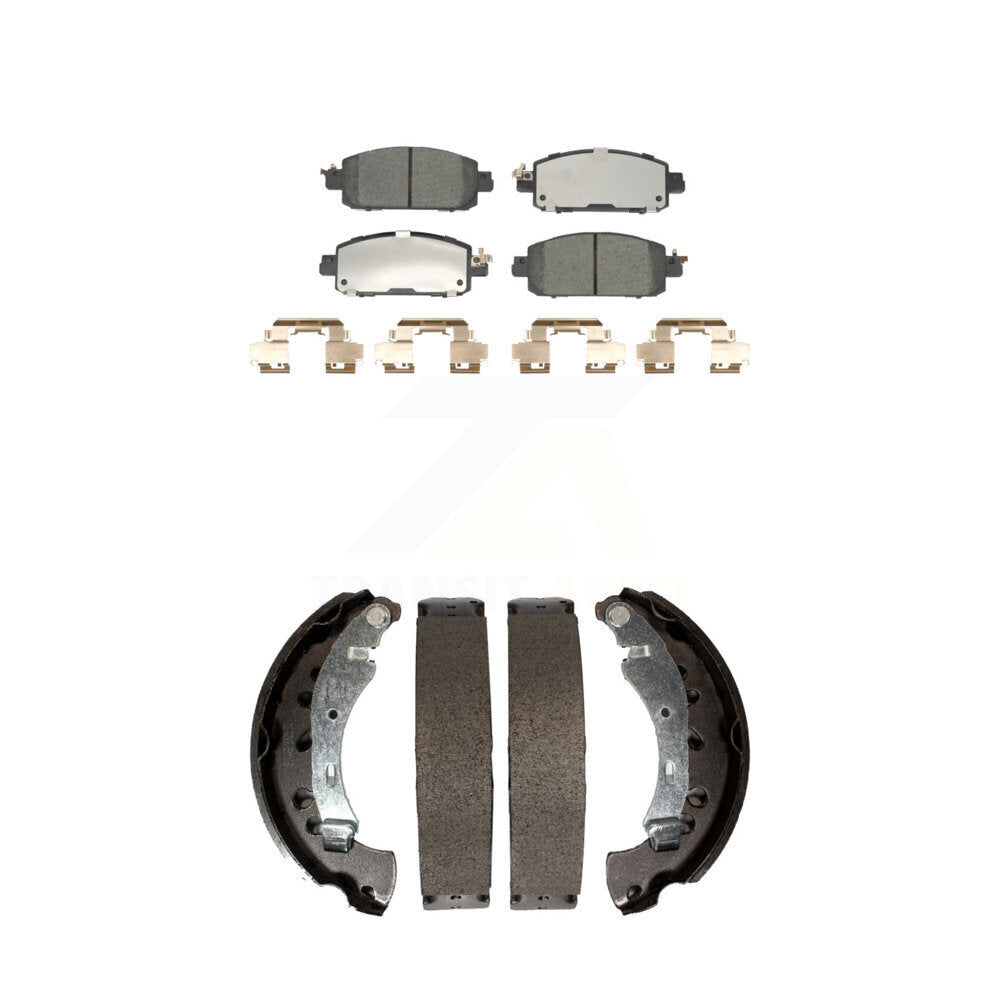 Front Rear Ceramic Brake Pads And Drum Shoes Kit For 2020-2023 Nissan Sentra