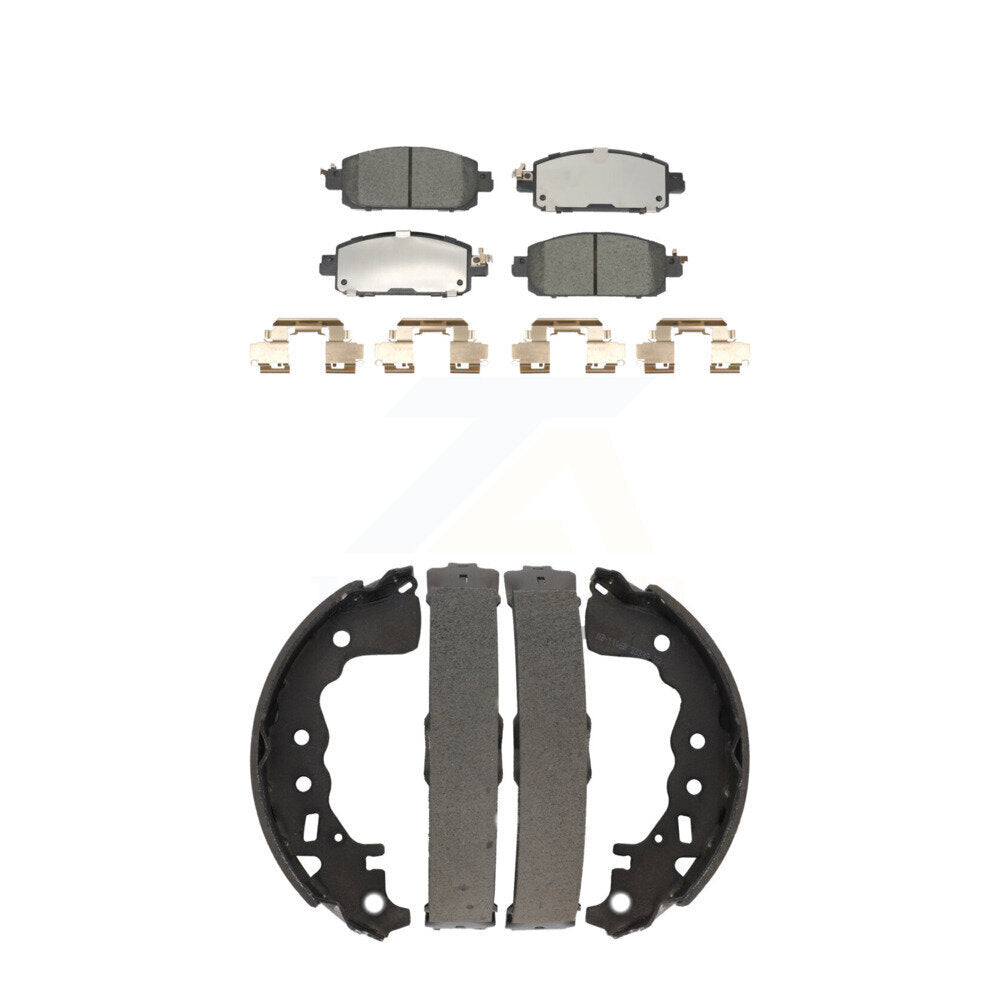 Front Rear Ceramic Brake Pads Drum Shoe Kit For 21 Nissan Kicks Disc rear brakes