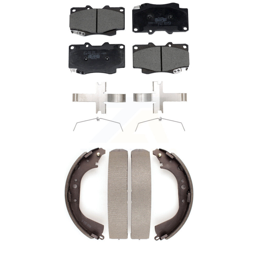 Front Rear Ceramic Brake Pads Drum Shoes Kit For Toyota Tacoma With 6 Lug Wheels