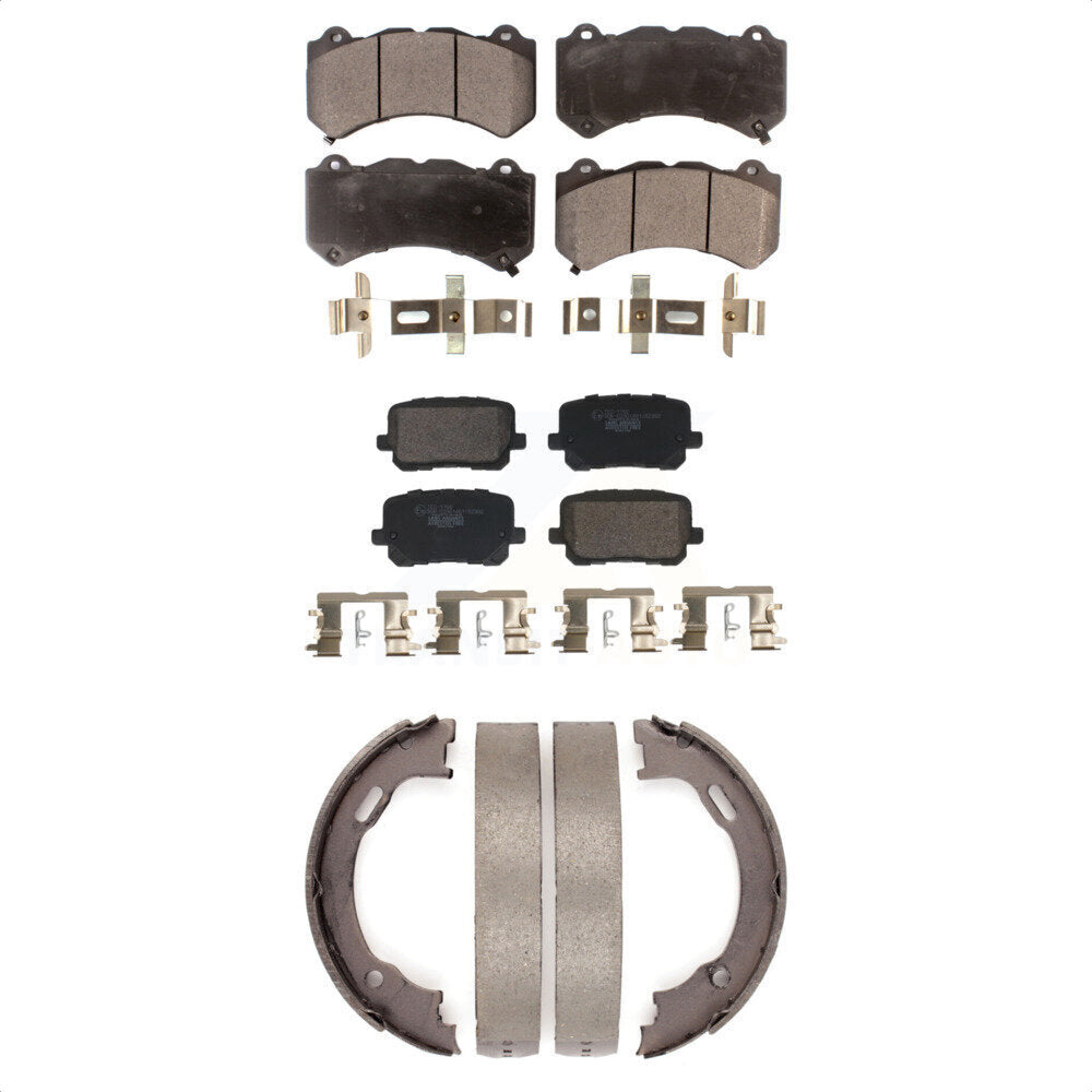 Front Rear Ceramic Brake Pads And Parking Shoes Kit For Dodge Charger KTN-100932
