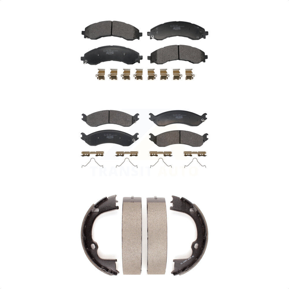 Front Rear Ceramic Brake Pads And Parking Shoe Kit For GMC Chevrolet Savana 2500