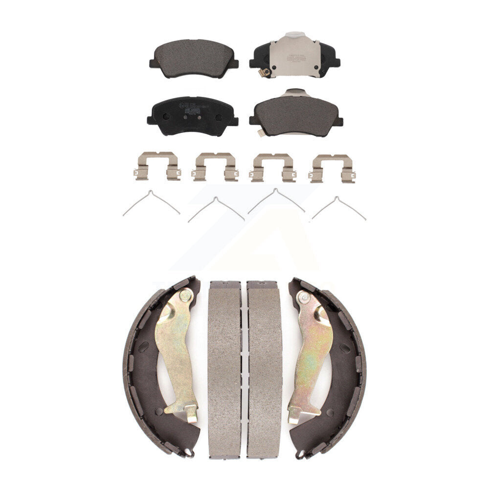 Front Rear Ceramic Brake Pads And Drum Shoes Kit For Kia Rio Hyundai Accent