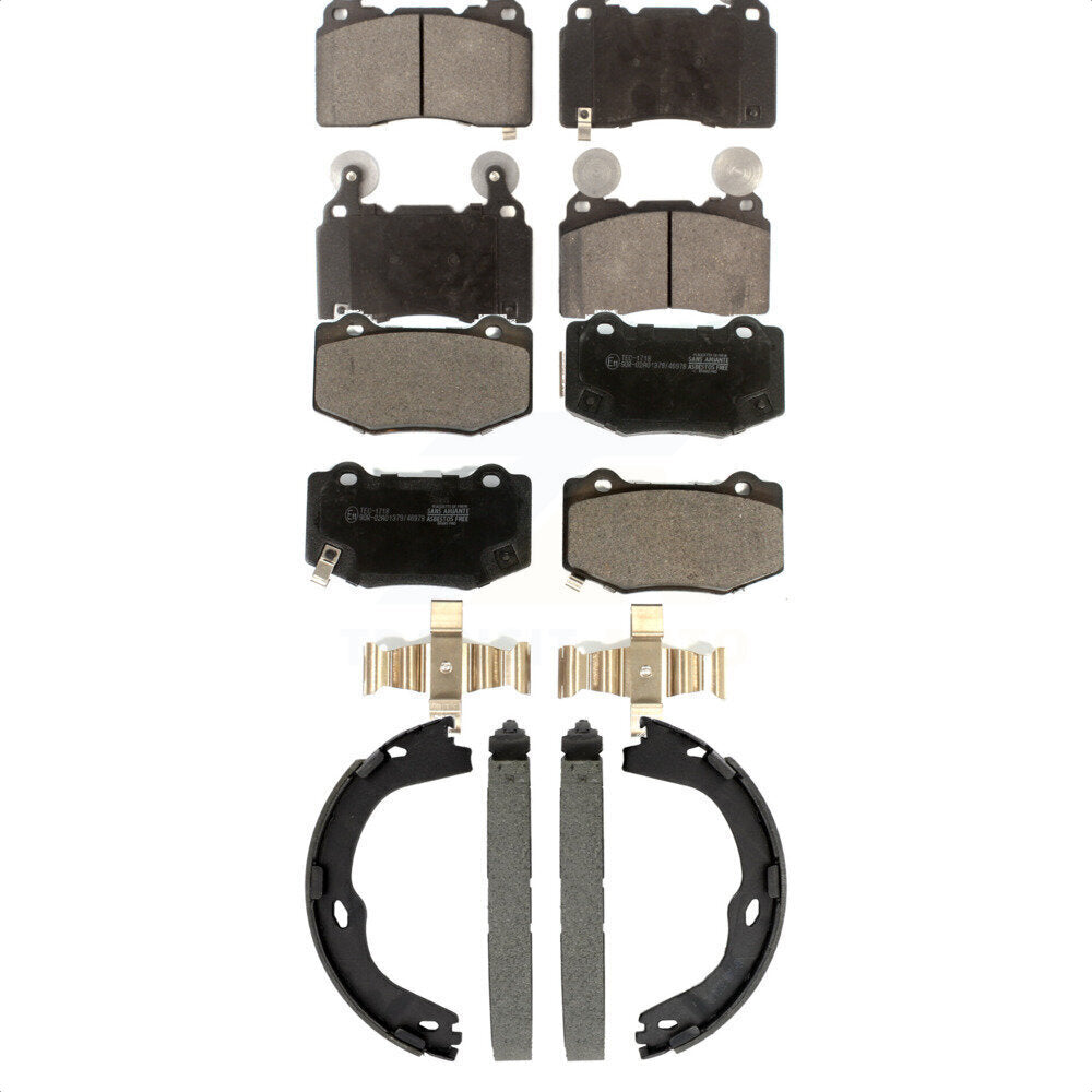 Front Rear Ceramic Brake Pads And Parking Shoe Kit For Chevrolet Corvette Camaro