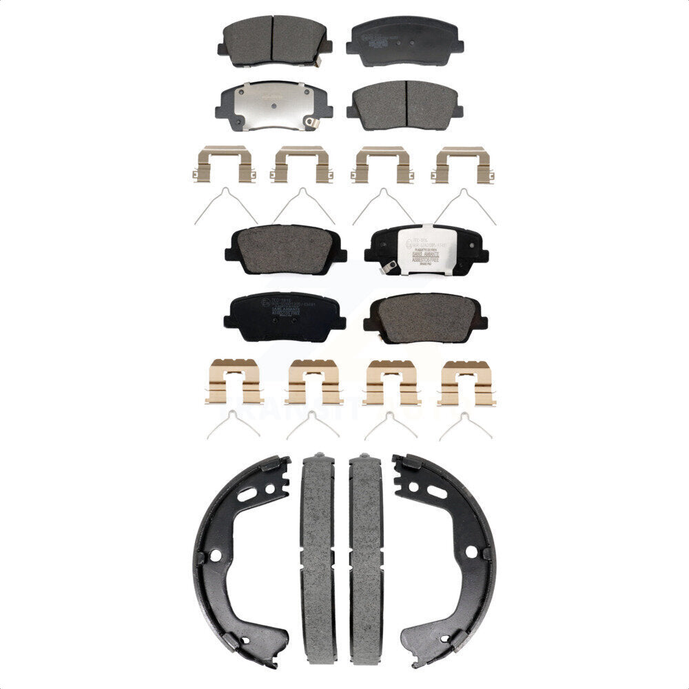 Front Rear Ceramic Brake Pads And Parking Shoes Kit For Genesis G70 Kia Stinger