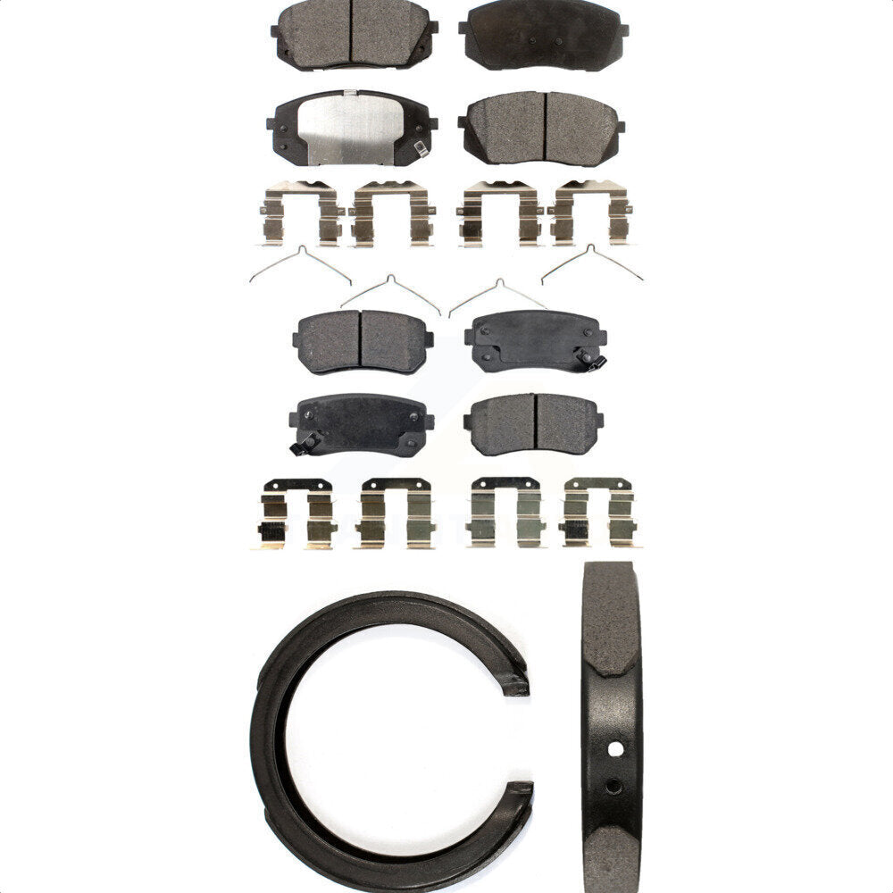 Front Rear Ceramic Brake Pads And Parking Shoe Kit For Hyundai Sonata GAS engine