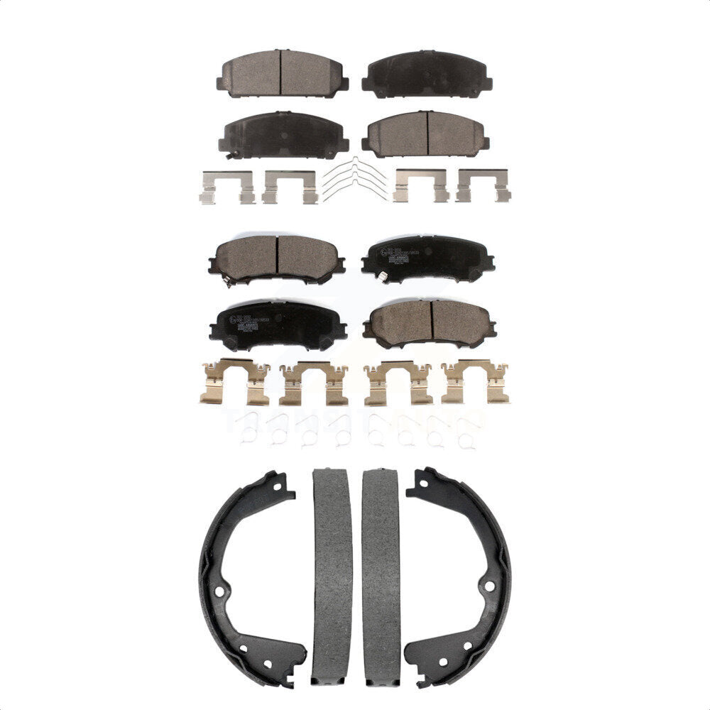 Front Rear Ceramic Brake Pads And Parking Shoes Kit For 2017-2023 Nissan TITAN