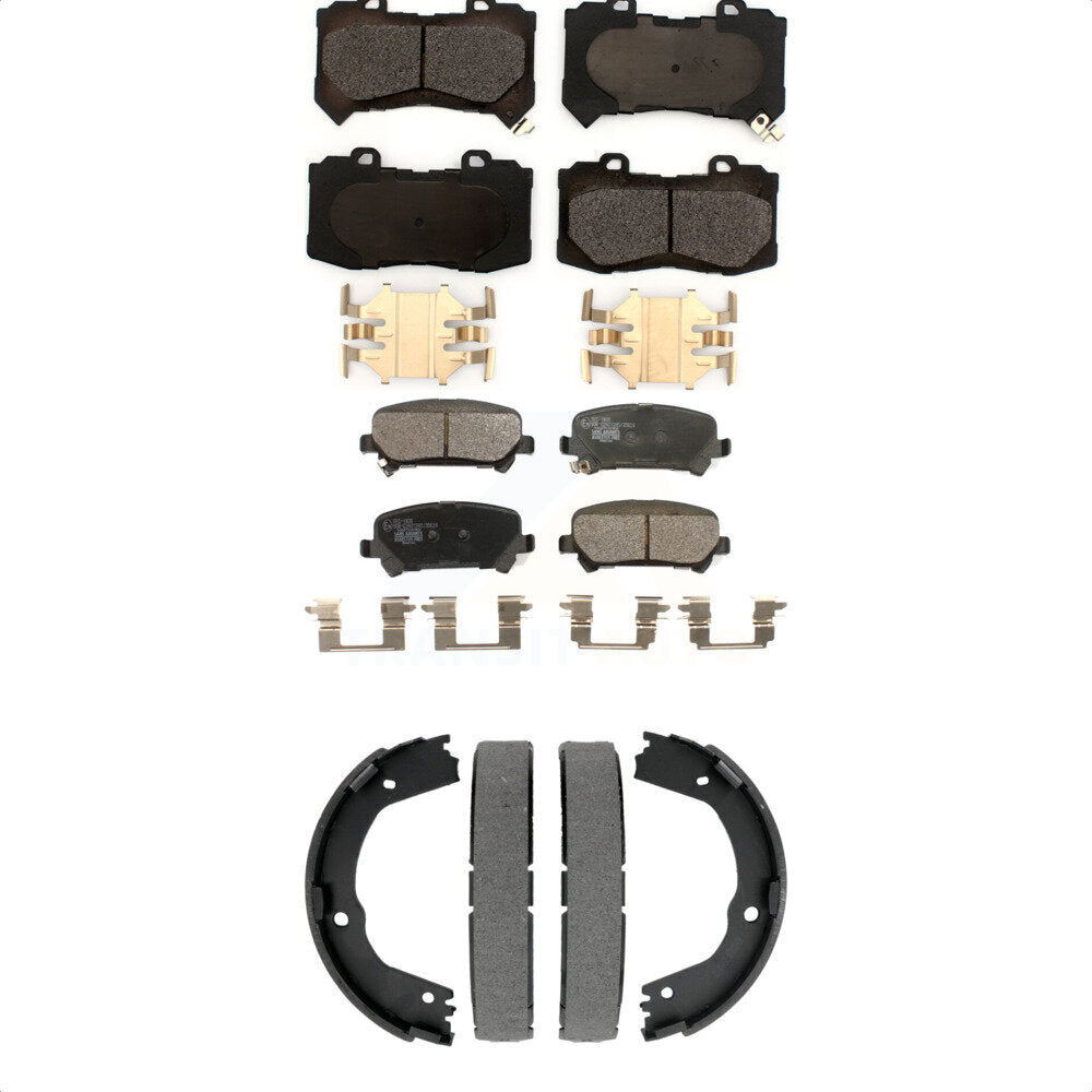 Front Rear Ceramic Brake Pads Parking Shoe Kit For Chevrolet Colorado GMC Canyon