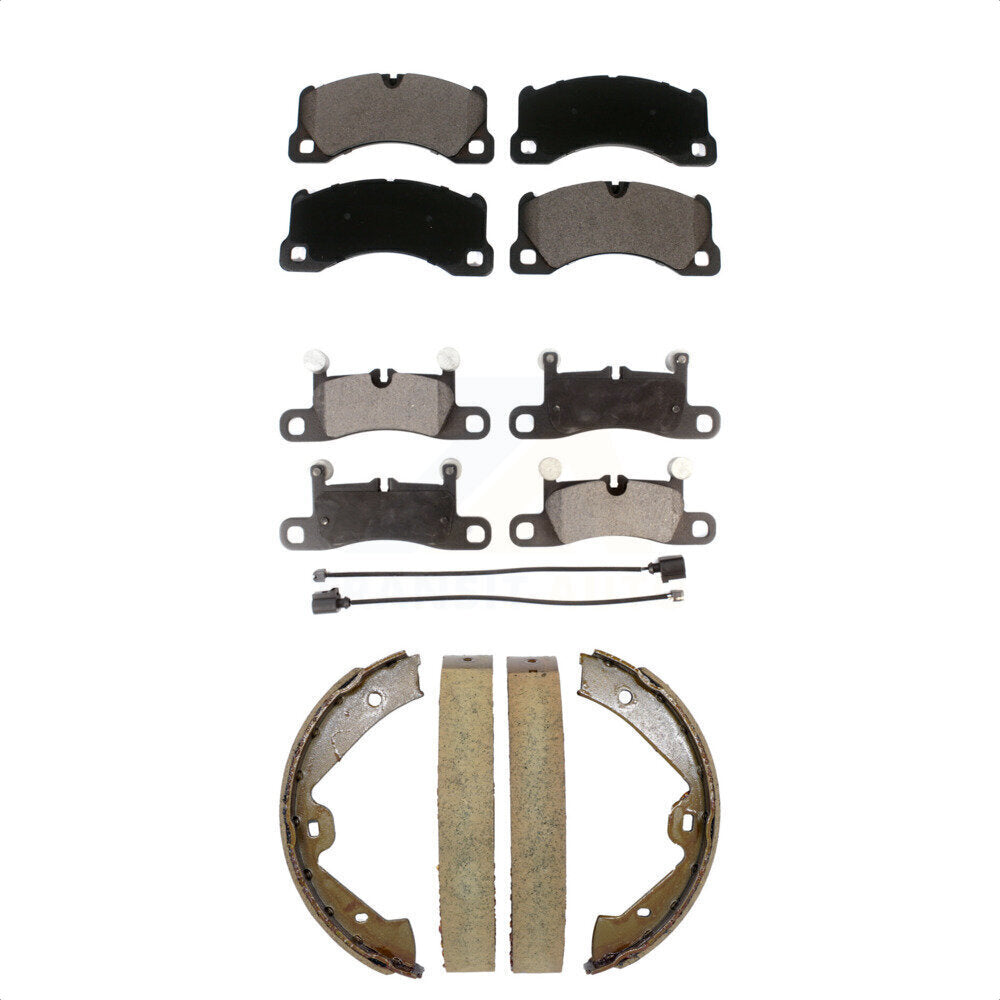Front Rear Ceramic Brake Pads & Parking Shoes Kit For Volkswagen Touareg Porsche
