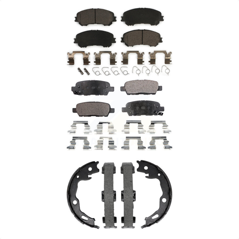 Front Rear Ceramic Brake Pads & Parking Shoes Kit For Nissan Rogue Sport Qashqai