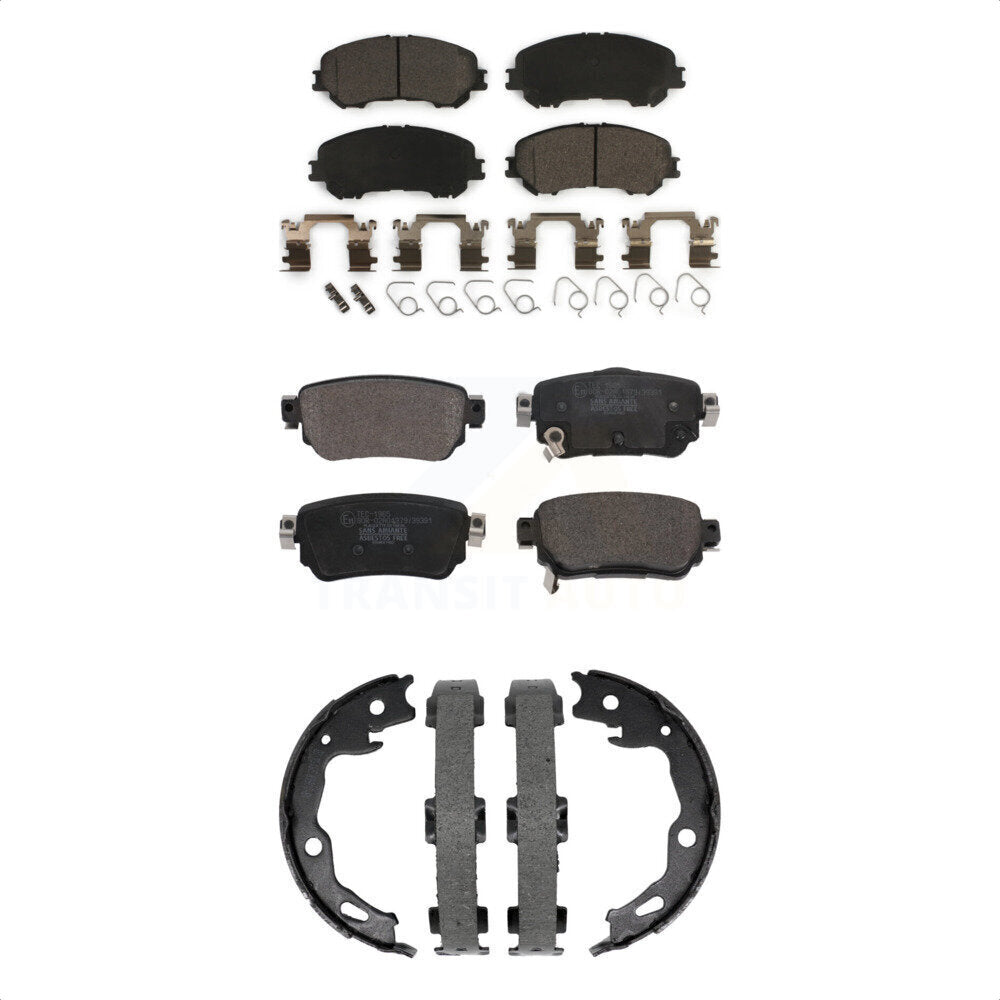 Front Rear Ceramic Brake Pads & Parking Shoes Kit For Nissan Rogue Sport Qashqai