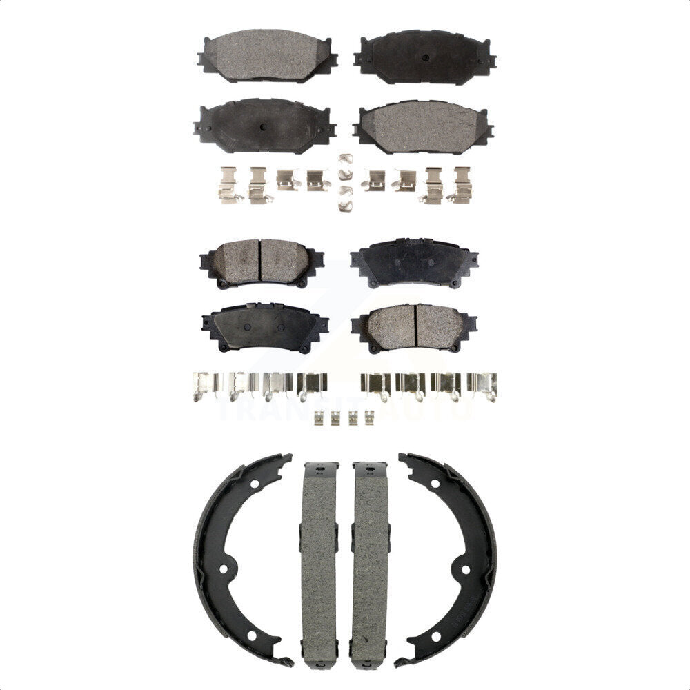 Front Rear Ceramic Brake Pads And Parking Shoe Kit For Lexus IS250 Base with RWD