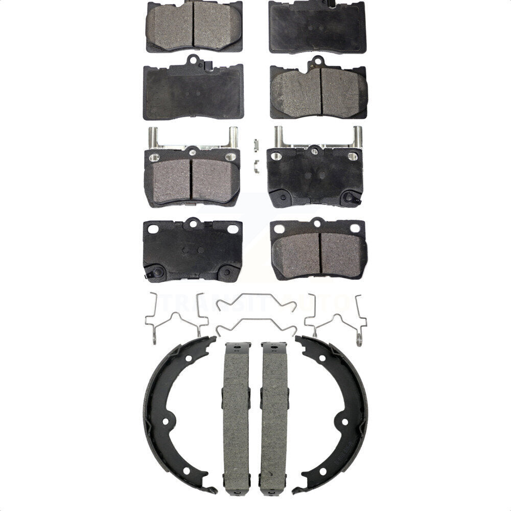 Front Rear Ceramic Brake Pads And Parking Shoes Kit For Lexus IS350 GS350 GS450h
