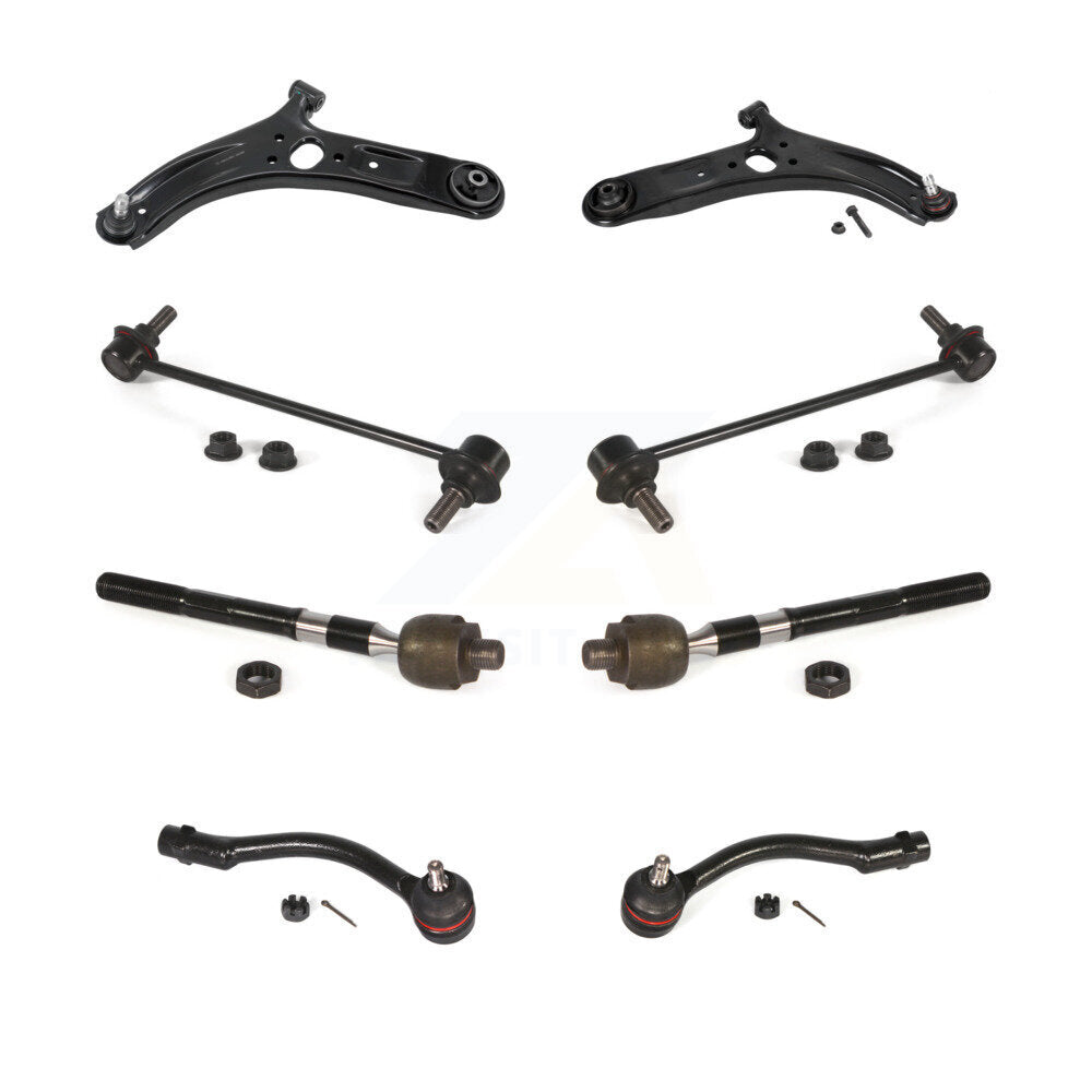 Front Suspension Control Arm & Ball Joint Tie Rod End Link Kit (8Pc) For Kia Rio