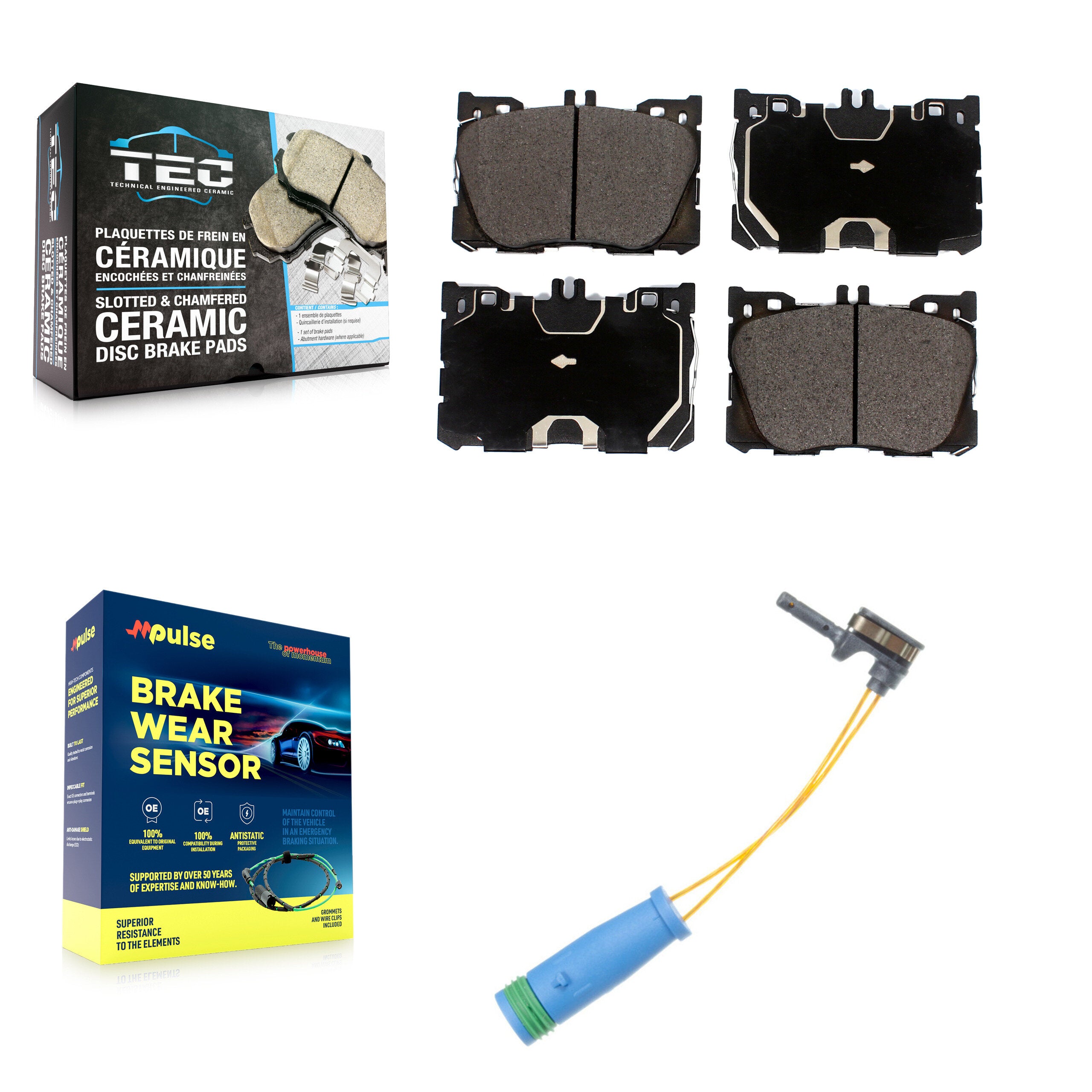 Front Ceramic Brake Pad & Wear Sensor Kit For Mercedes-Benz GLC300 C43 AMG GLC43