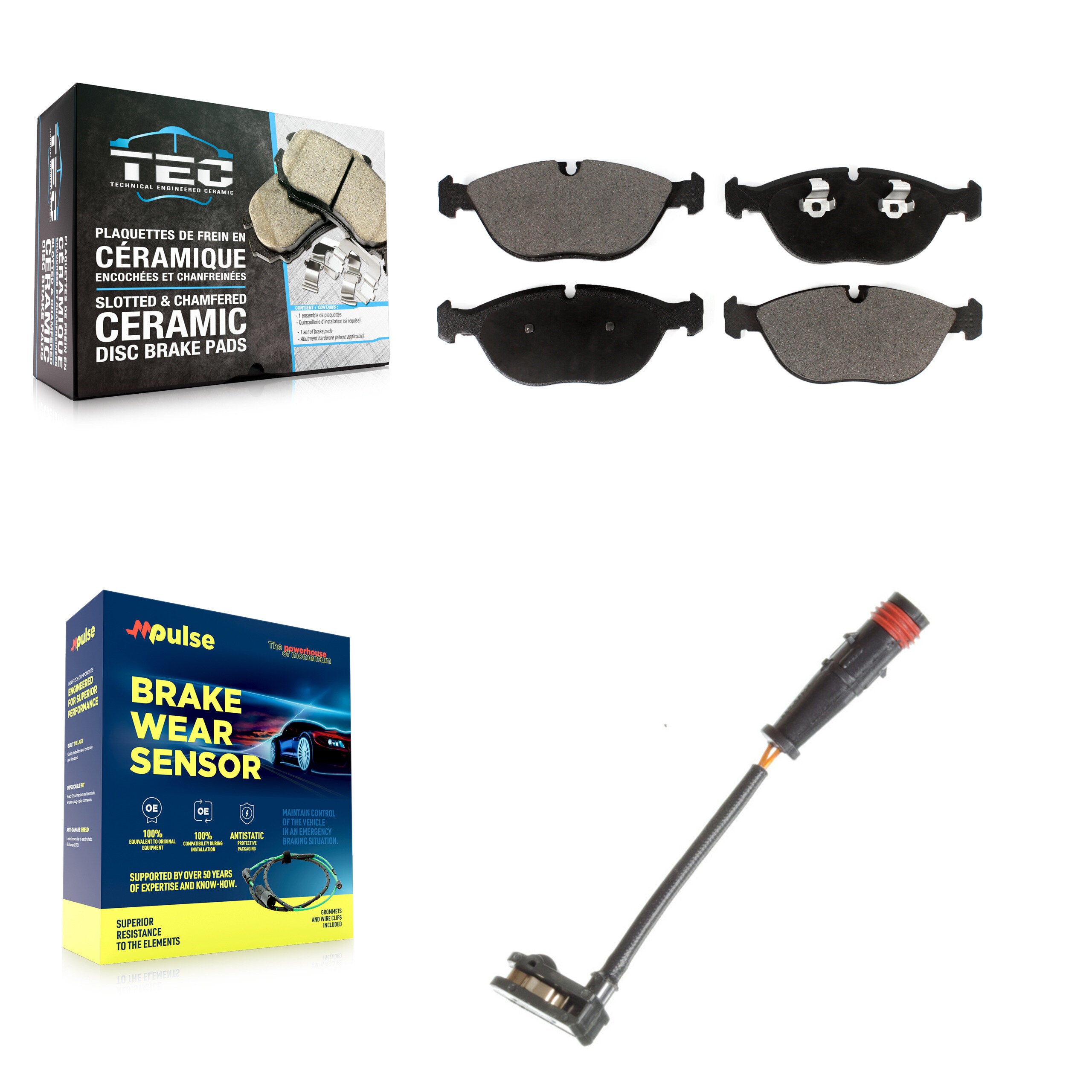 Front Ceramic Disc Brake Pads And Wear Sensors Kit For Mercedes-Benz S500 S430