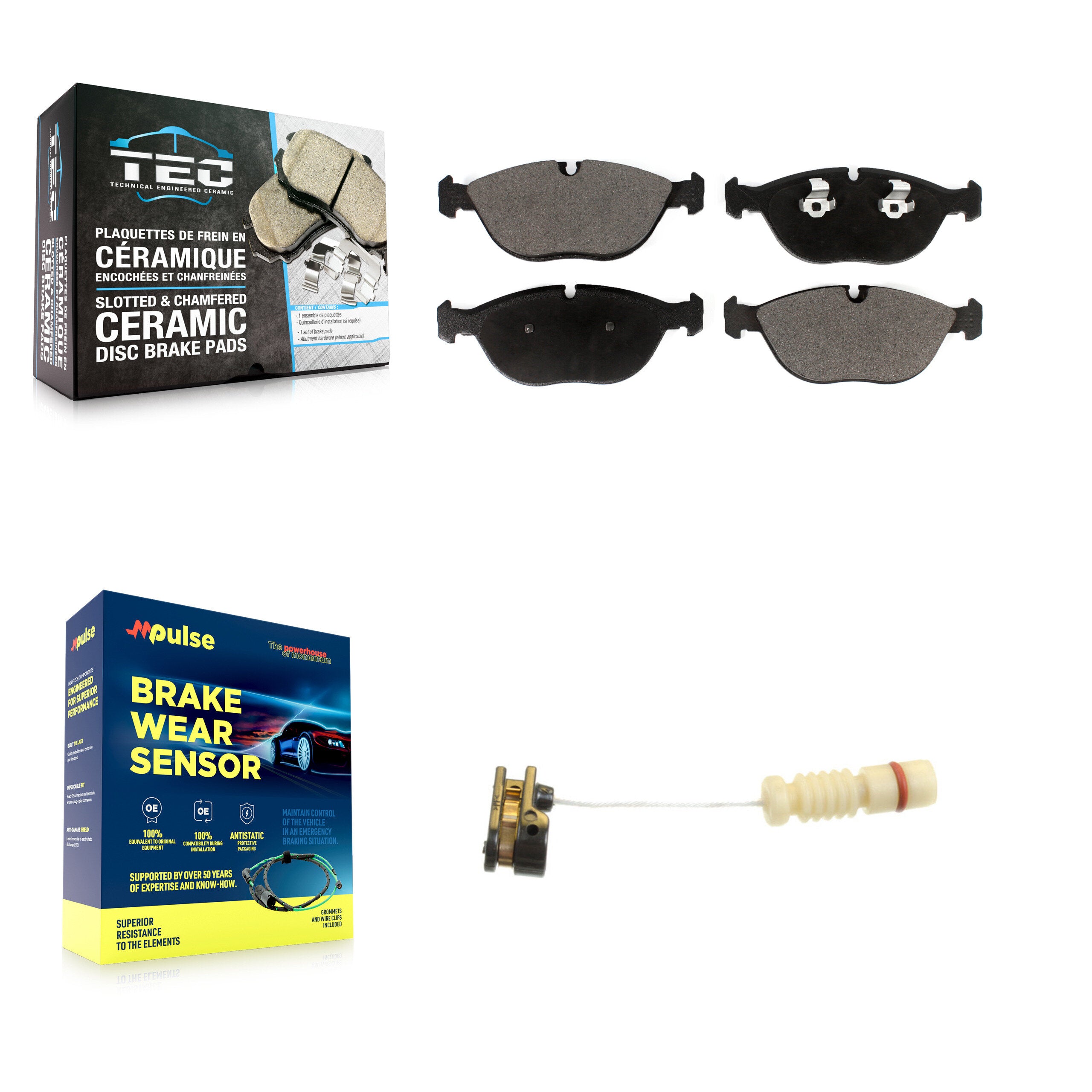 Front Ceramic Brake Pad Wear Sensor Kit For Mercedes-Benz E430 SLK32 AMG E55 C43