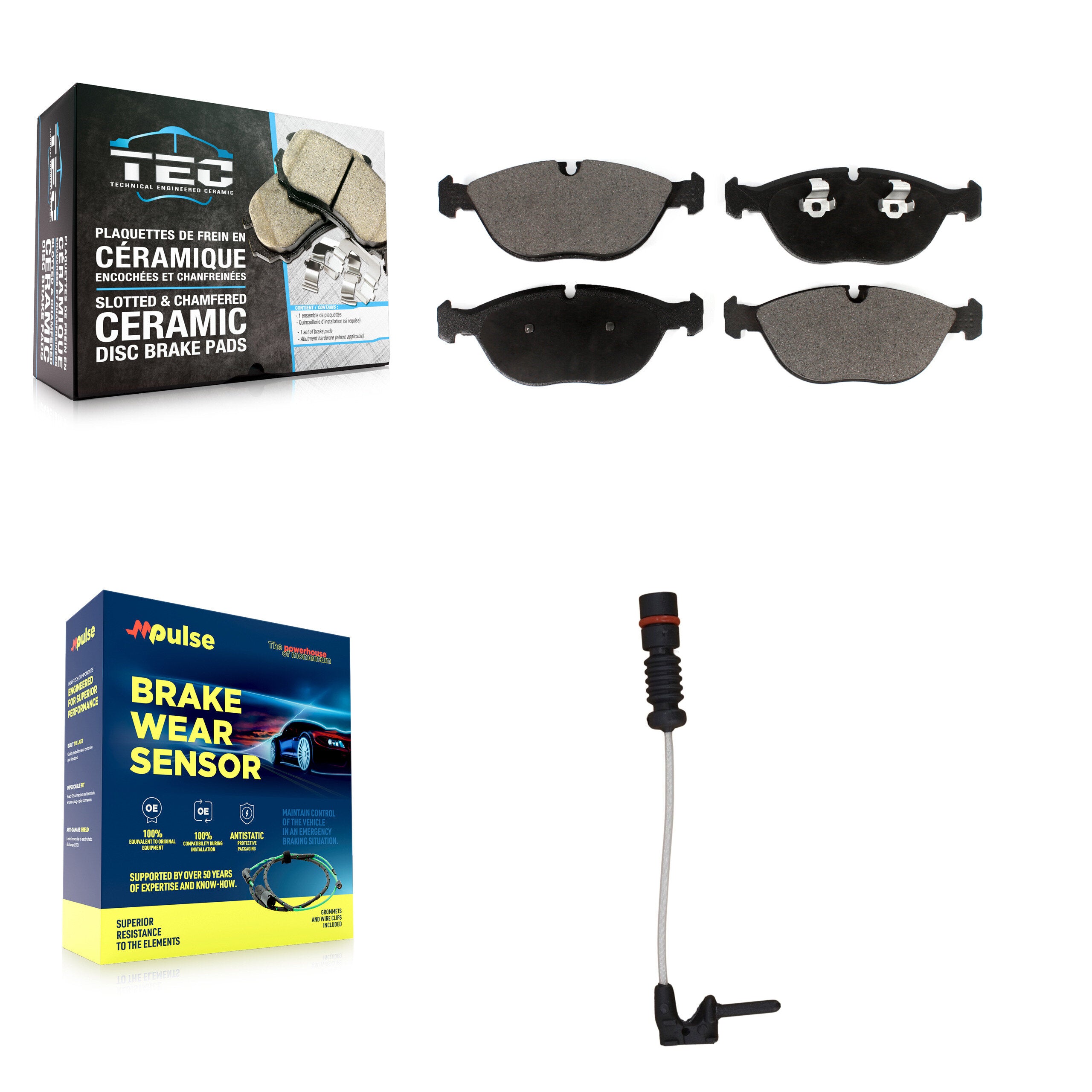 Front Ceramic Disc Brake Pads And Wear Sensors Kit For Mercedes-Benz E430