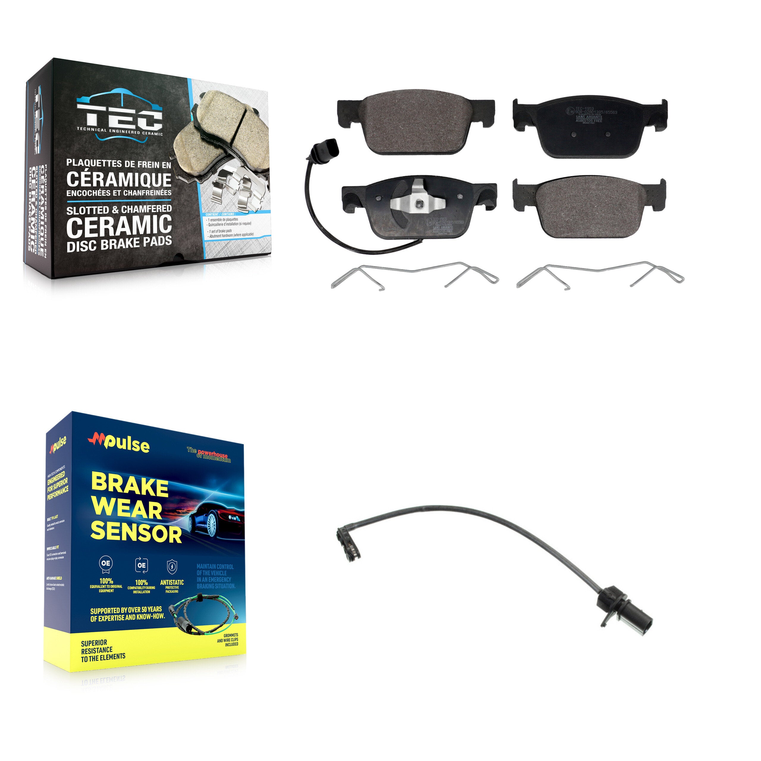 Front Ceramic Brake Pad & Extra Wear Sensor Kit For Audi A4 Quattro A5 Sportback