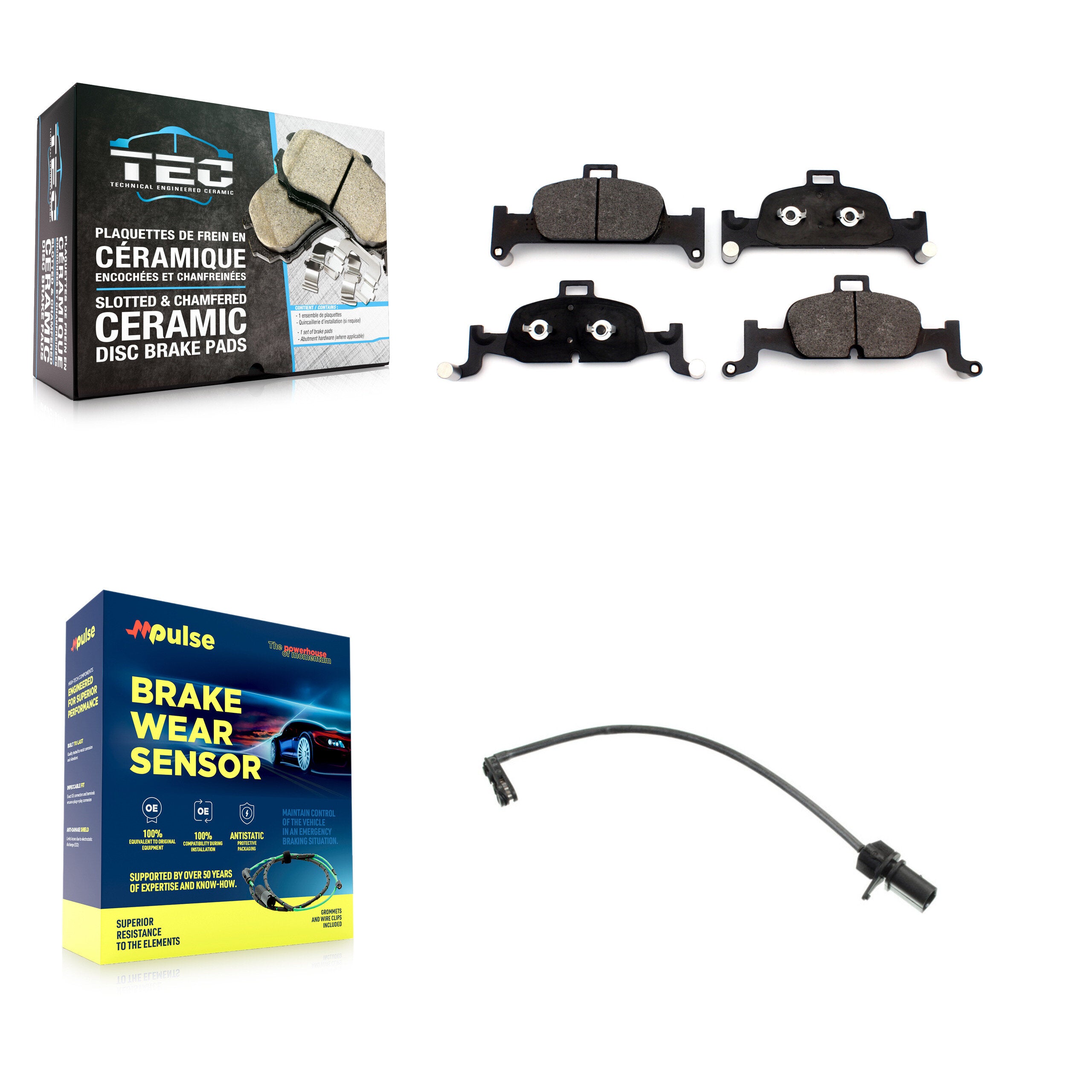 Front Ceramic Brake Pad Wear Sensor Kit For Audi A4 Quattro A5 Sportback allroad