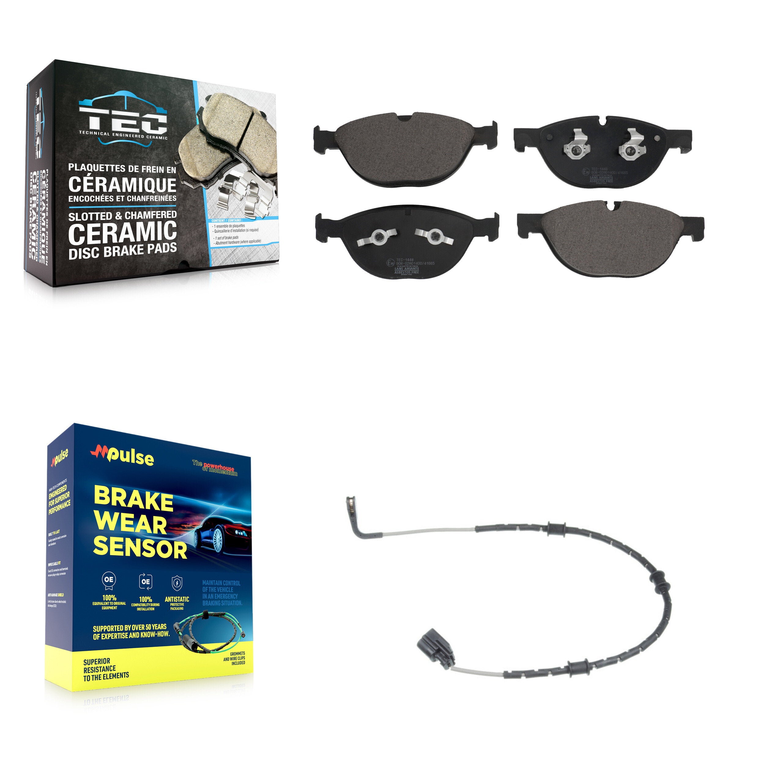 Front Ceramic Brake Pads & Wear Sensor Kit For Jaguar XF XJ XKR XFR F-Type XKR-S