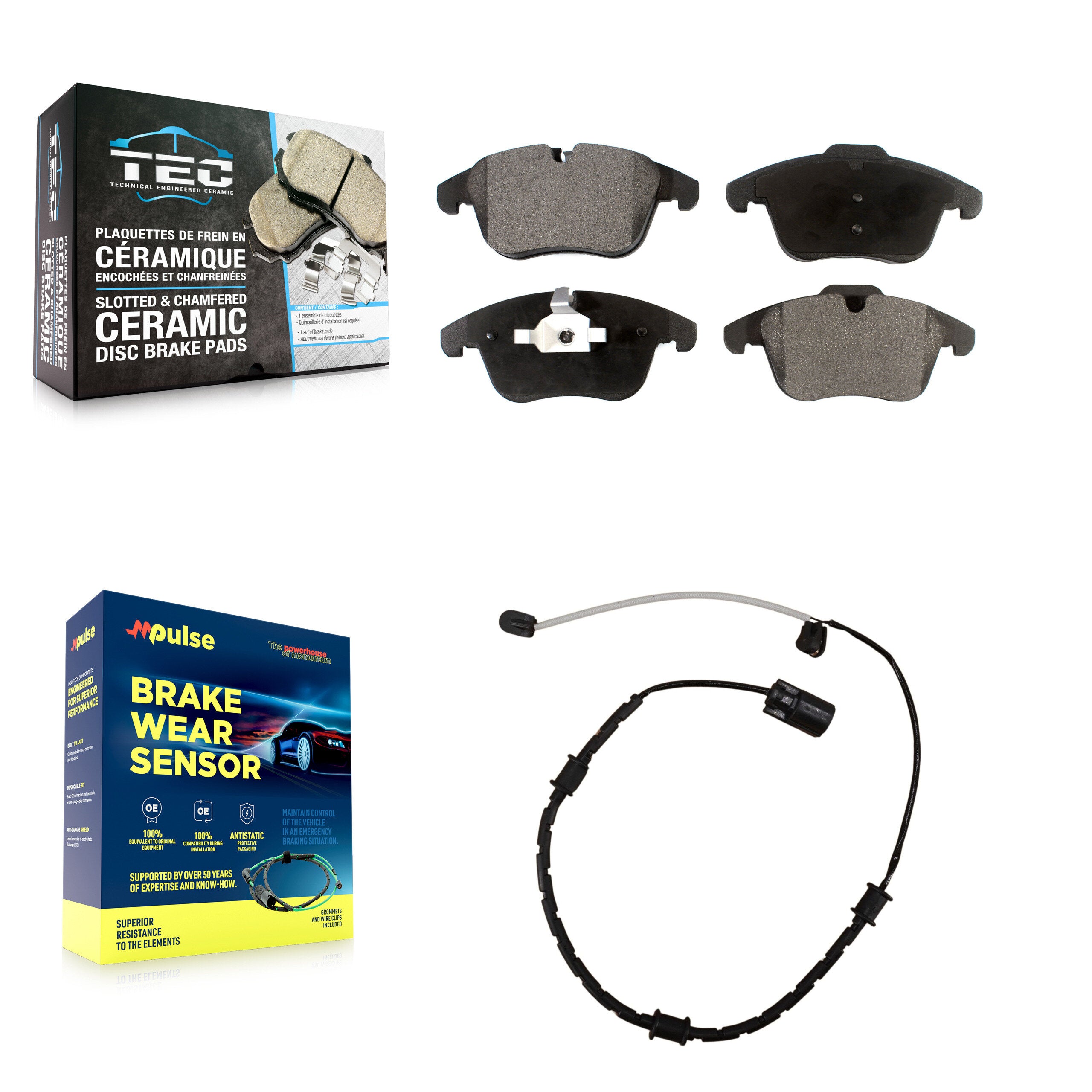 Front Ceramic Brake Pad Wear Sensor Kit For Jaguar XK 4.2L with Disc rear brakes