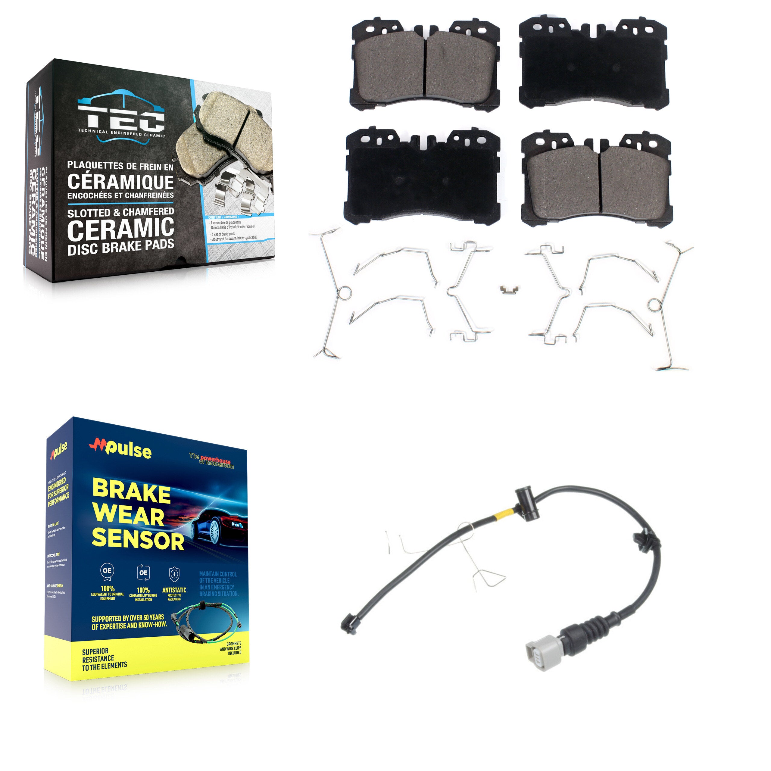 Front Ceramic Disc Brake Pads And Wear Sensors Kit For Lexus LS500 LS500h