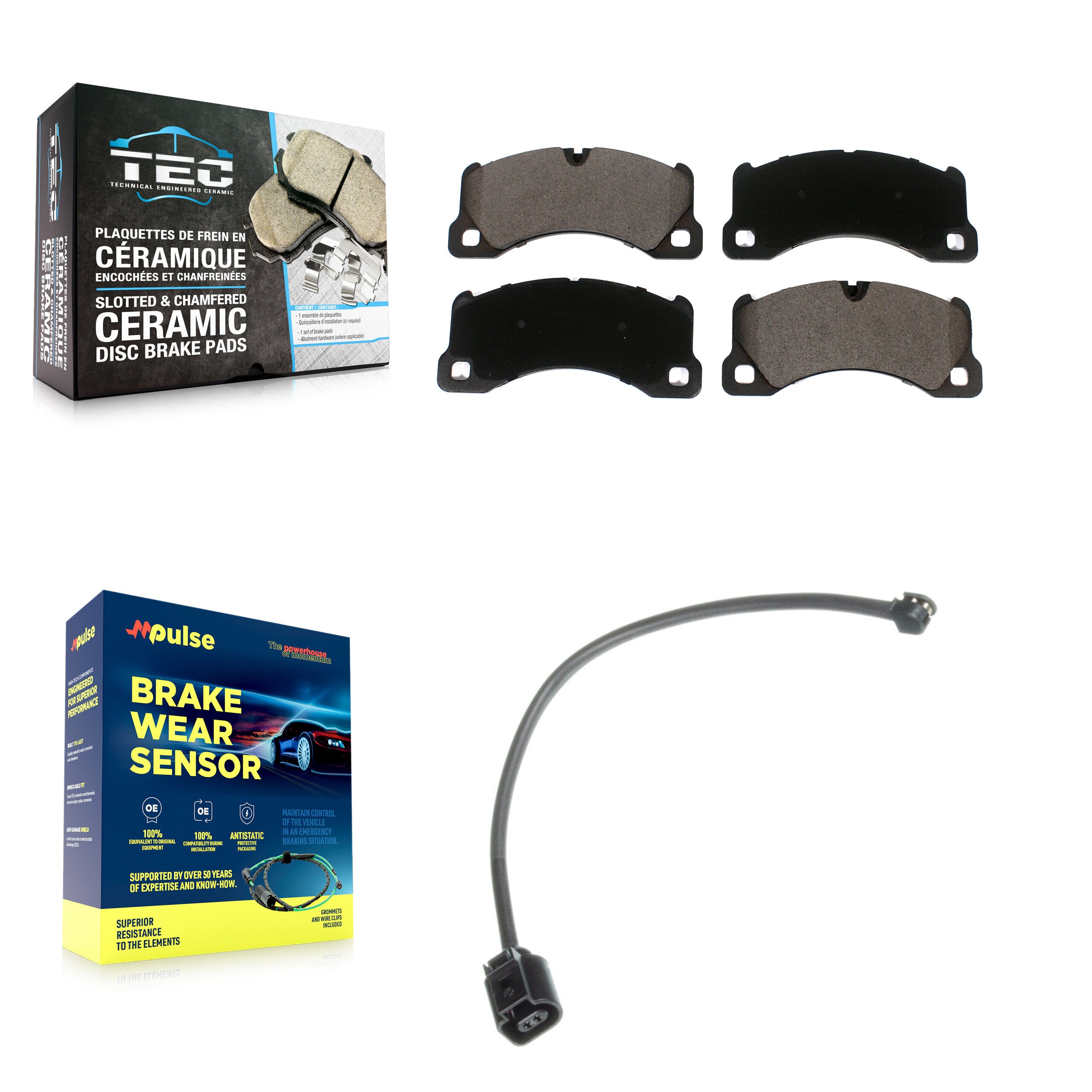 Front Ceramic Brake Pad & Wear Sensor Kit For Porsche Cayenne Volkswagen Touareg
