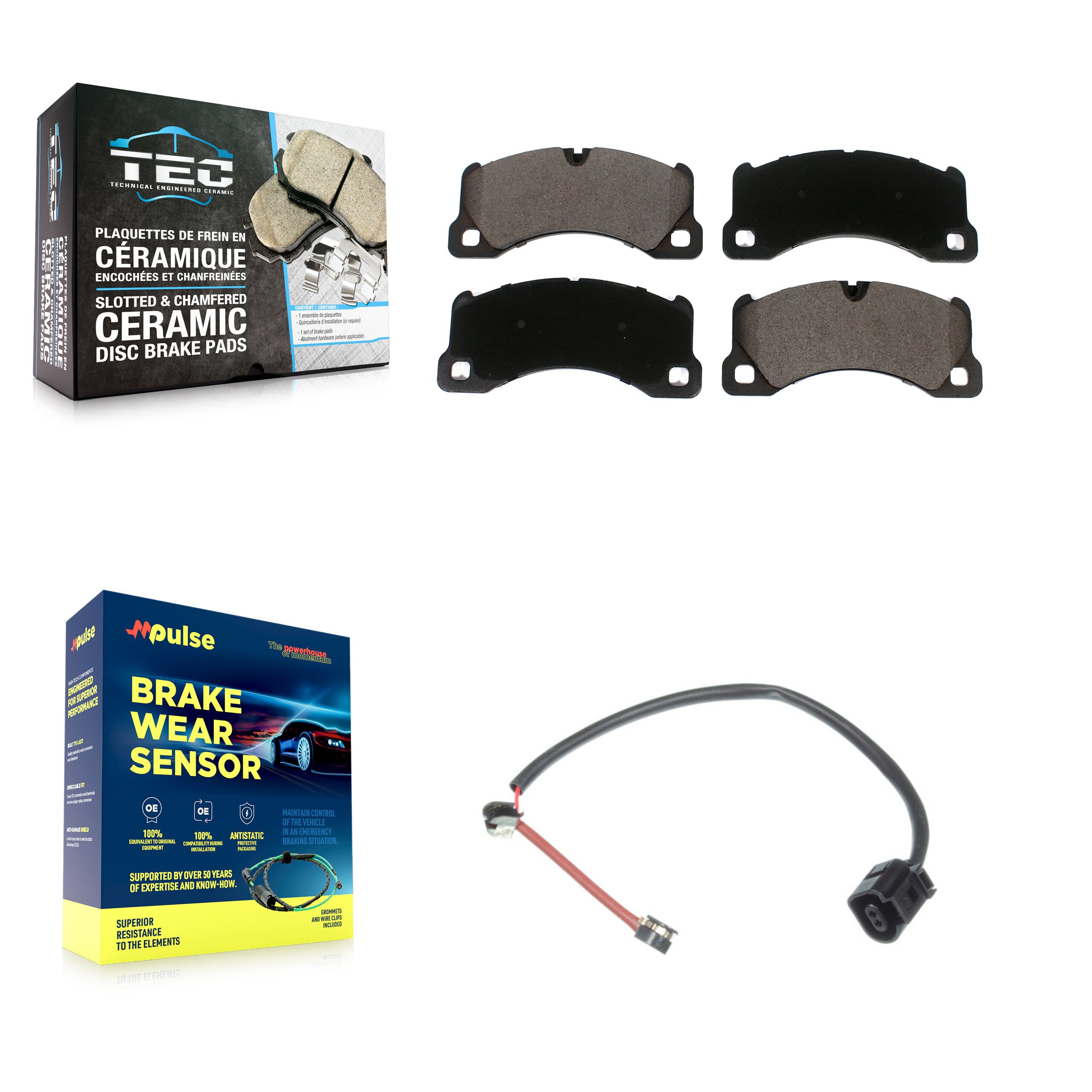 Front Ceramic Brake Pads Wear Sensor Kit For Porsche Panamera with Rotor