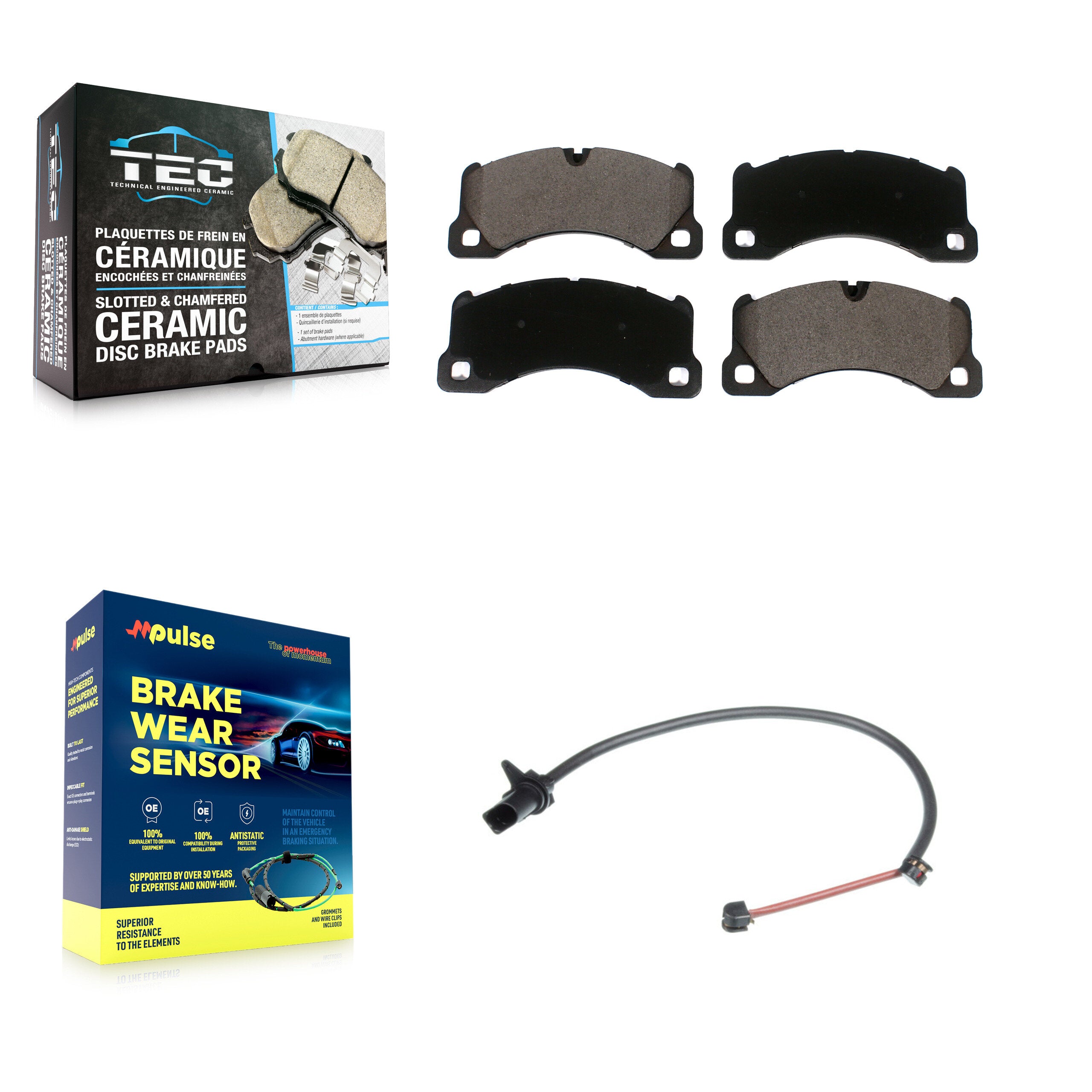 Front Ceramic Brake Pad And Wear Sensor Kit For Porsche Macan with Rotor