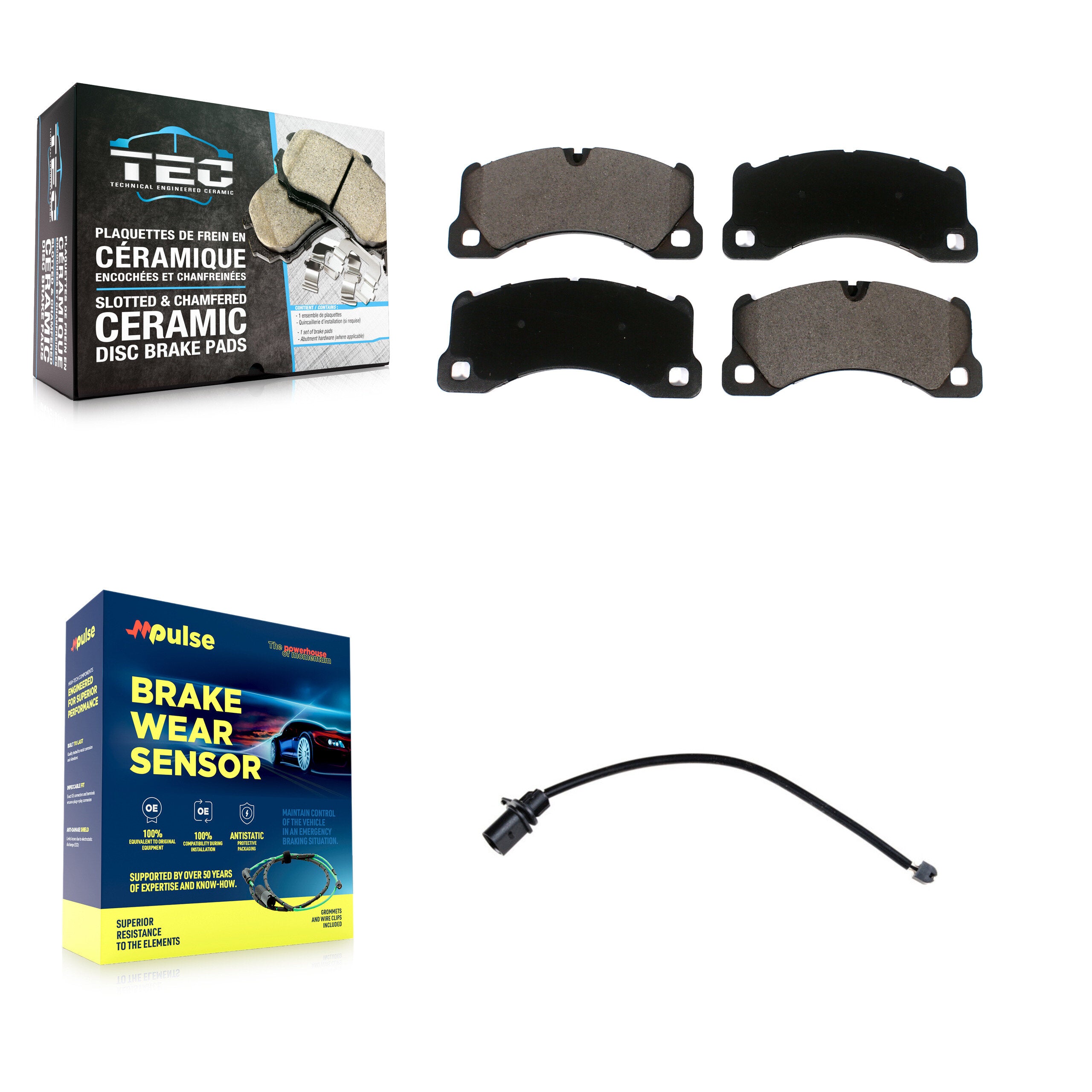 Front Ceramic Disc Brake Pads And Wear Sensors Kit For 2017 Porsche Macan 2.0L
