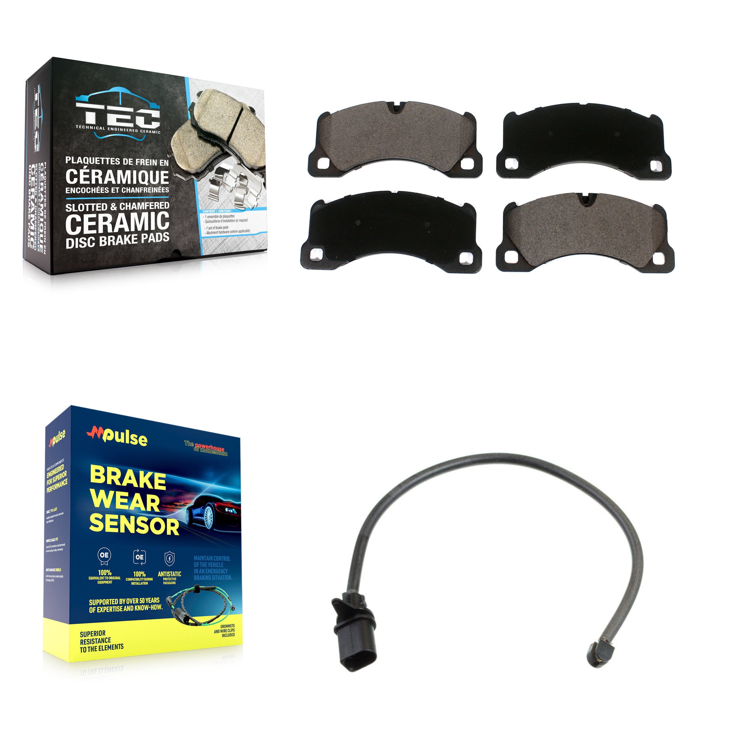 Front Ceramic Disc Brake Pads And Wear Sensors Kit For Porsche Macan KTW-100045