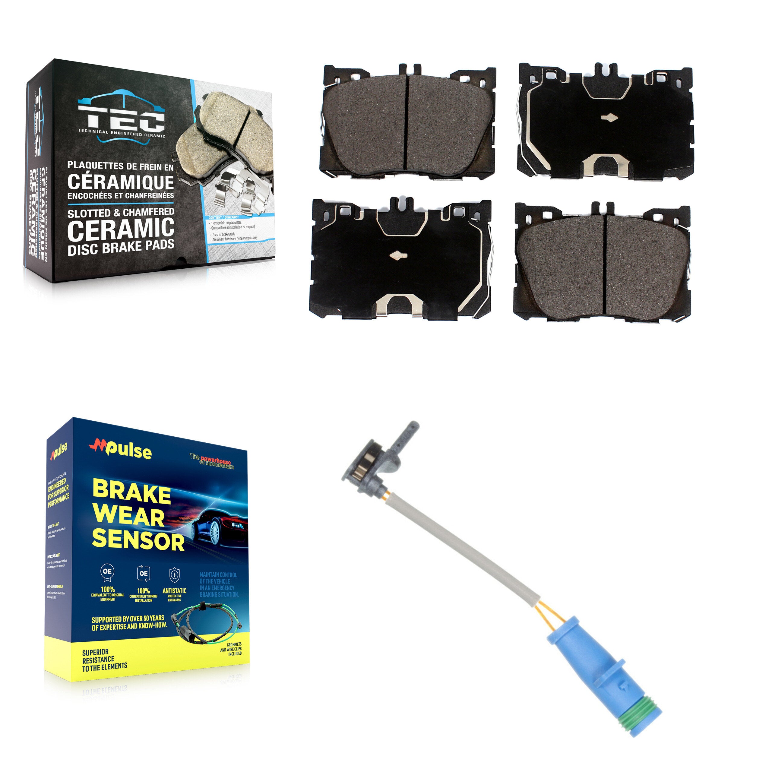 Front Ceramic Brake Pad Wear Sensor Kit For 2019-2020 Mercedes-Benz E53 AMG 3.0L